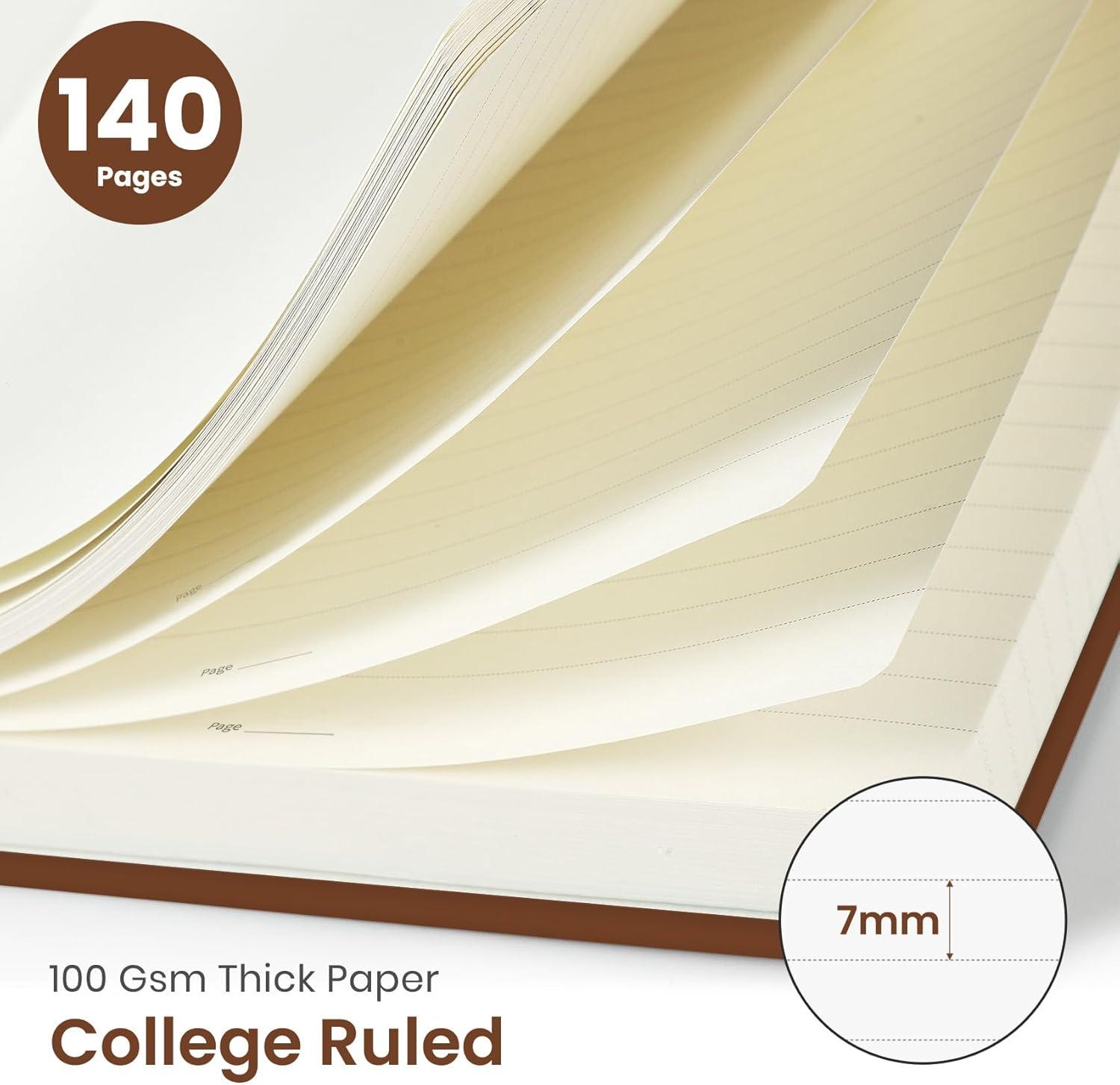 image:imageTaja Lined Spiral Journal Notebook for Women amp Men 140 Pages College Ruled Hardcover Notebook for Work amp Note Taking Journals for Writing A557 x 79 GreenGRust Brown