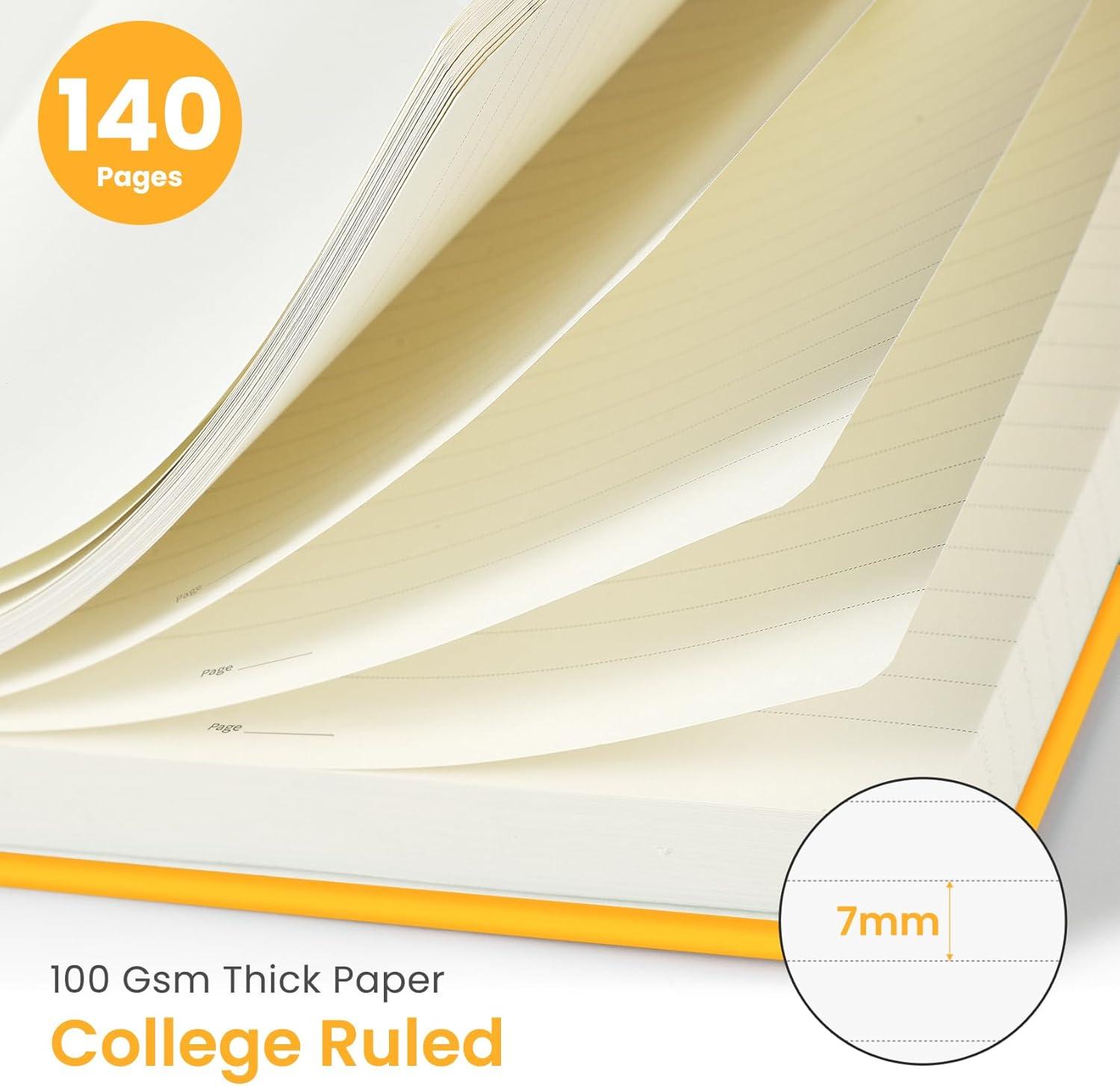 image:imageTaja Lined Spiral Journal Notebook for Women amp Men 140 Pages College Ruled Hardcover Notebook for Work amp Note Taking Journals for Writing A557 x 79 GreenHYellow