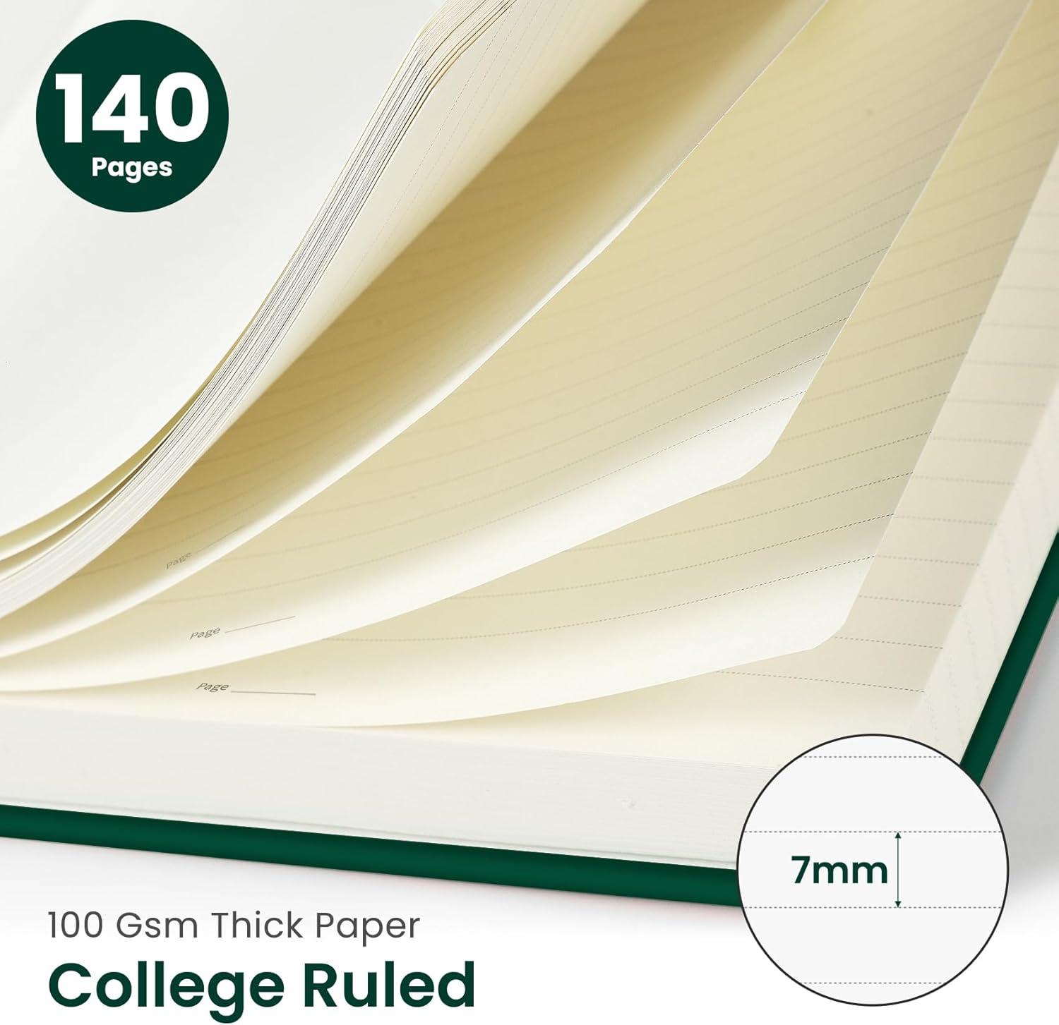 image:imageTaja Lined Spiral Journal Notebook for Women amp Men 140 Pages College Ruled Hardcover Notebook for Work amp Note Taking Journals for Writing A557 x 79 GreenFDark Green