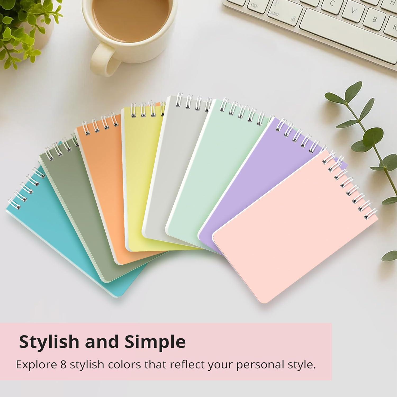 image:imageTaja Pocket Small Notebook 3 x 5 Set of 8 Mini Little Spiral Notebook Nursing Notepad Perfect for Work School Office Nurse Travel NeutralASoft Harmony