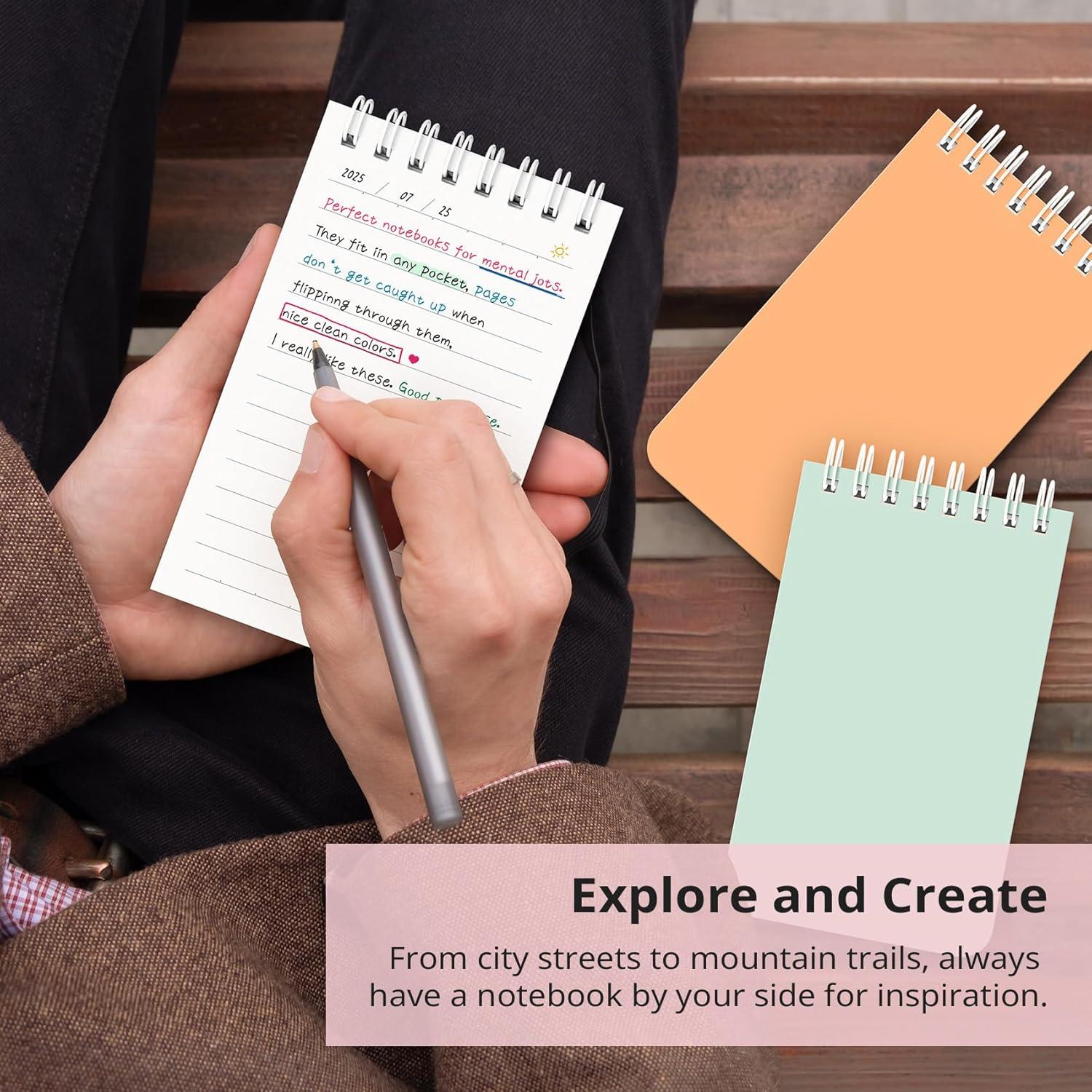 image:imageTaja Pocket Small Notebook 3 x 5 Set of 8 Mini Little Spiral Notebook Nursing Notepad Perfect for Work School Office Nurse Travel NeutralASoft Harmony