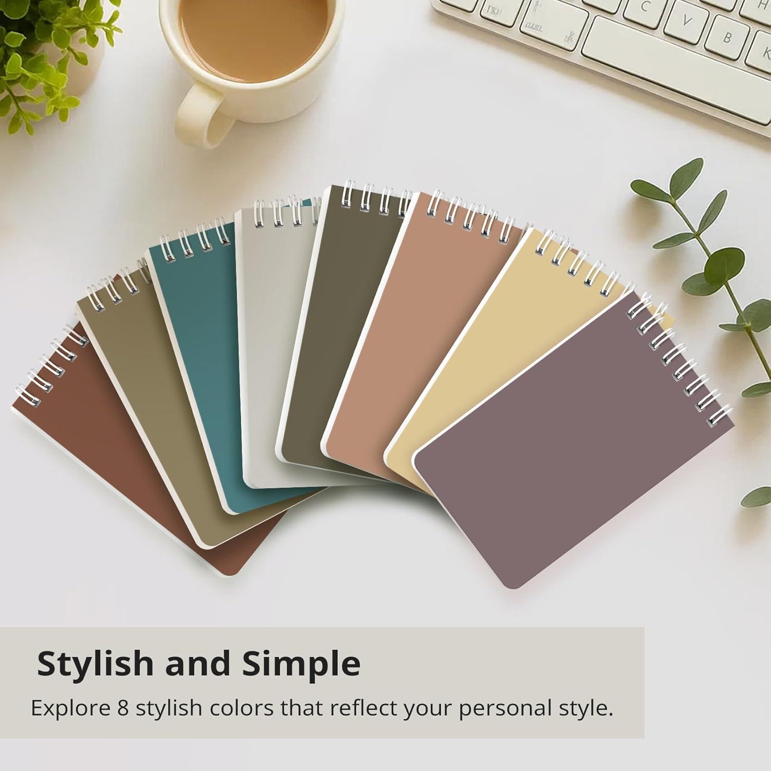 image:imageTaja Pocket Small Notebook 3 x 5 Set of 8 Mini Little Spiral Notebook Nursing Notepad Perfect for Work School Office Nurse Travel NeutralBNeutral