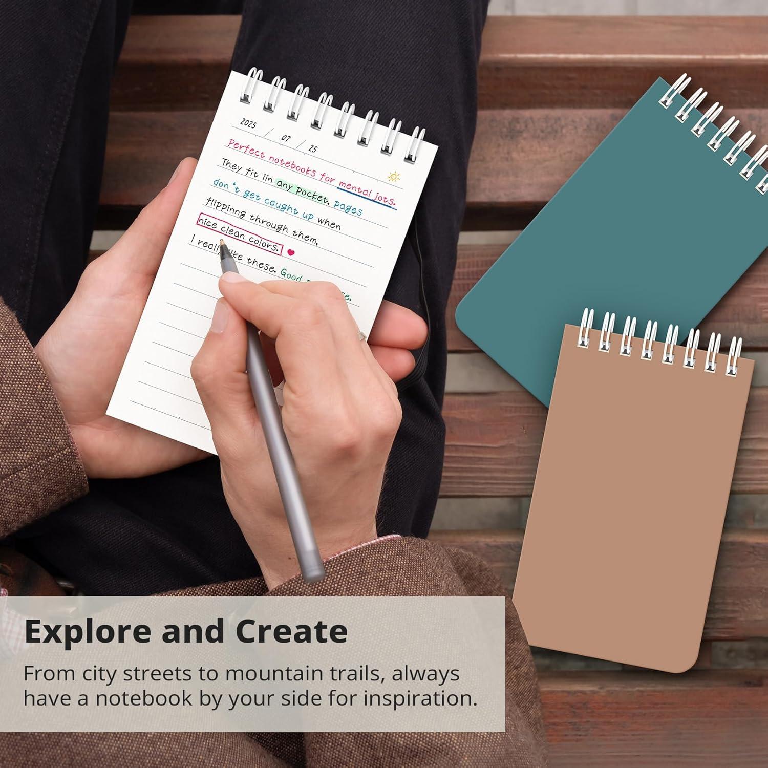 image:imageTaja Pocket Small Notebook 3 x 5 Set of 8 Mini Little Spiral Notebook Nursing Notepad Perfect for Work School Office Nurse Travel NeutralBNeutral