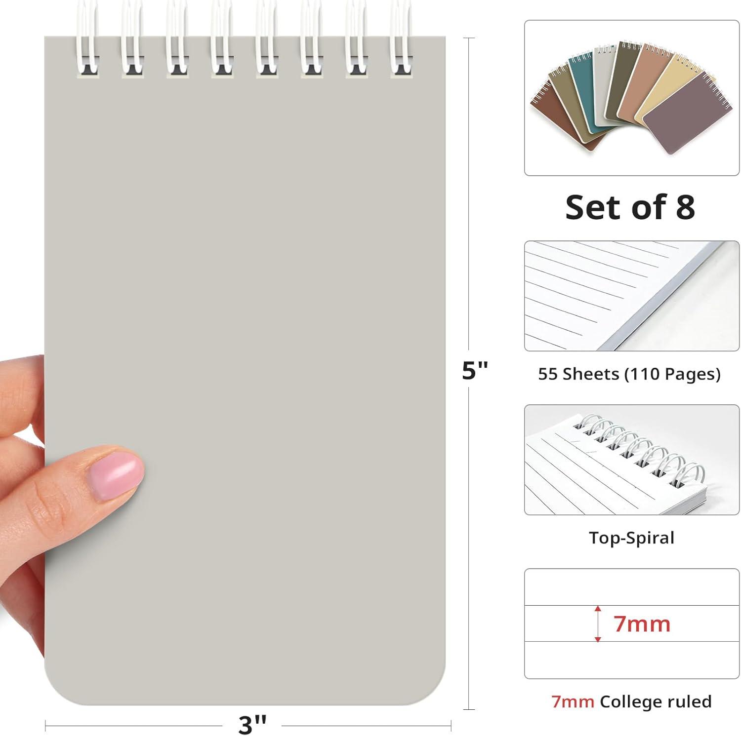 image:imageTaja Pocket Small Notebook 3 x 5 Set of 8 Mini Little Spiral Notebook Nursing Notepad Perfect for Work School Office Nurse Travel NeutralBNeutral