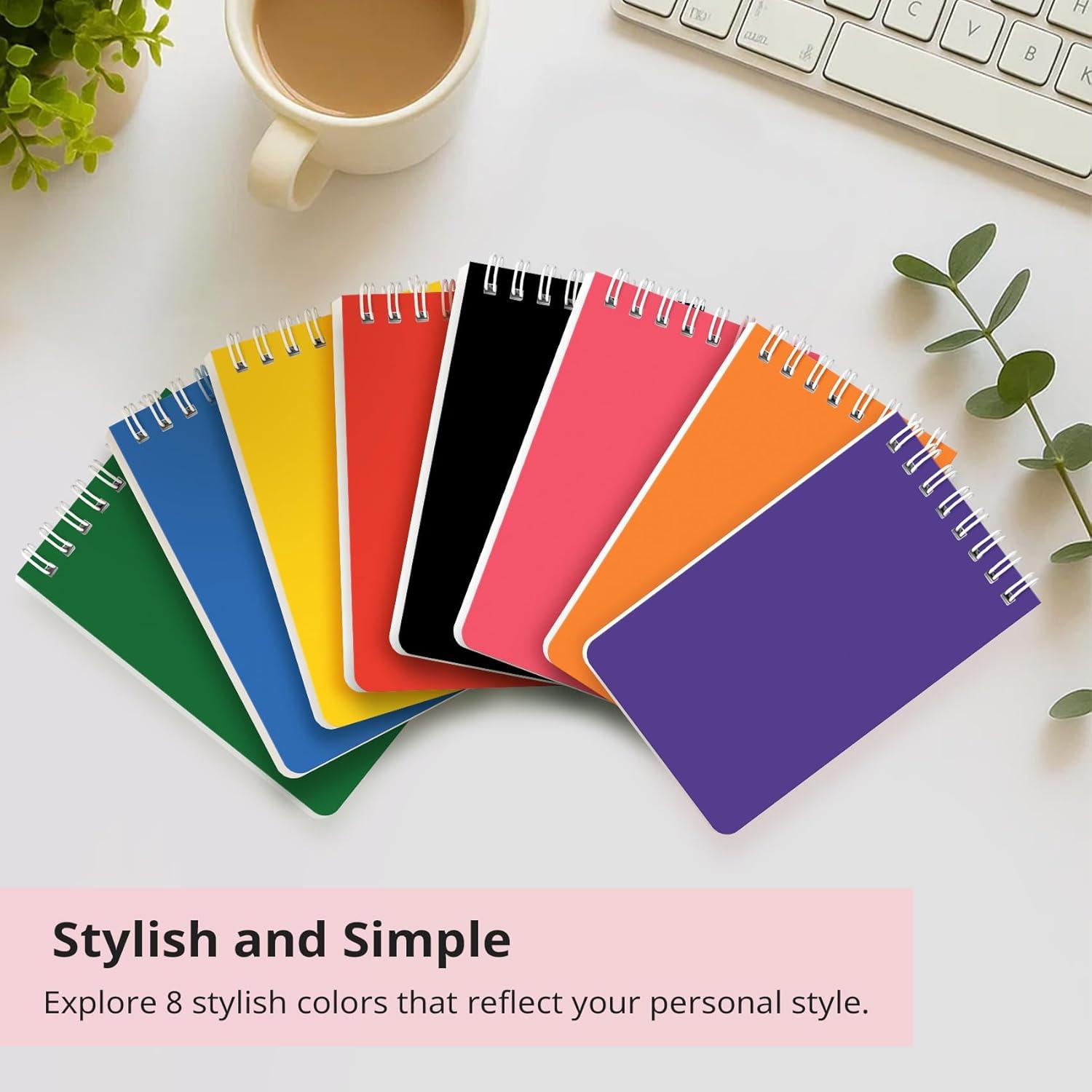 image:imageTaja Pocket Small Notebook 3 x 5 Set of 8 Mini Little Spiral Notebook Nursing Notepad Perfect for Work School Office Nurse Travel NeutralBright