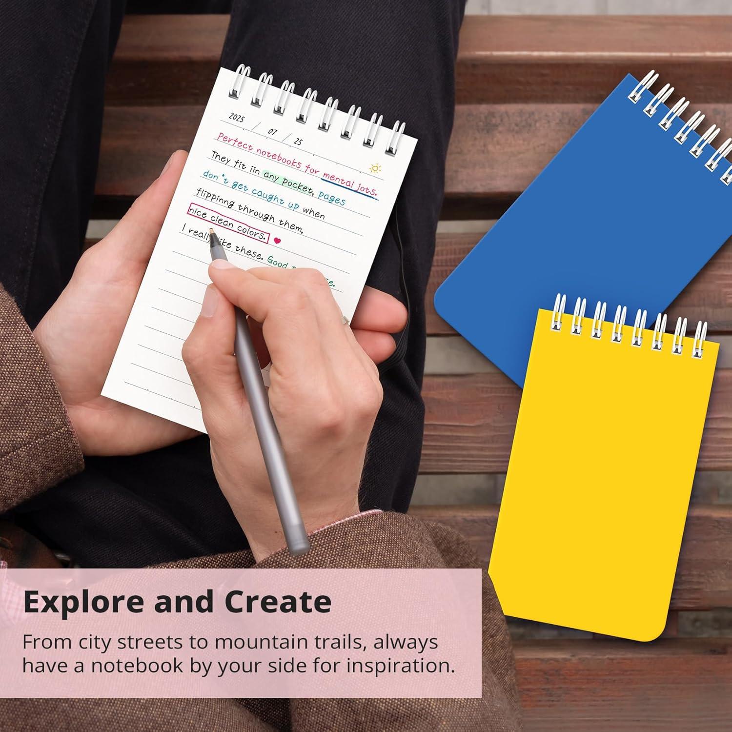 image:imageTaja Pocket Small Notebook 3 x 5 Set of 8 Mini Little Spiral Notebook Nursing Notepad Perfect for Work School Office Nurse Travel NeutralBright