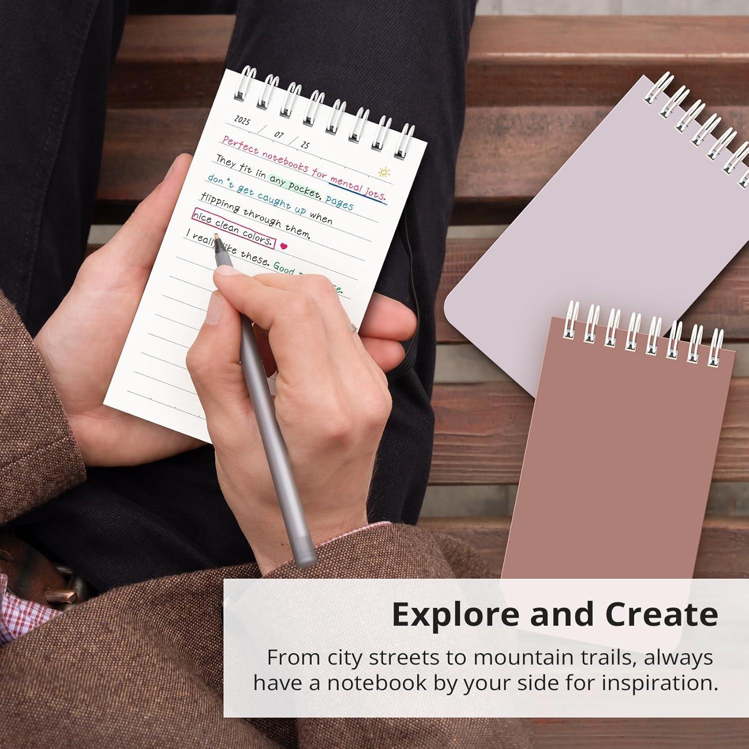 image:imageTaja Pocket Small Notebook 3 x 5 Set of 8 Mini Little Spiral Notebook Nursing Notepad Perfect for Work School Office Nurse Travel NeutralDEarthy Neutrals