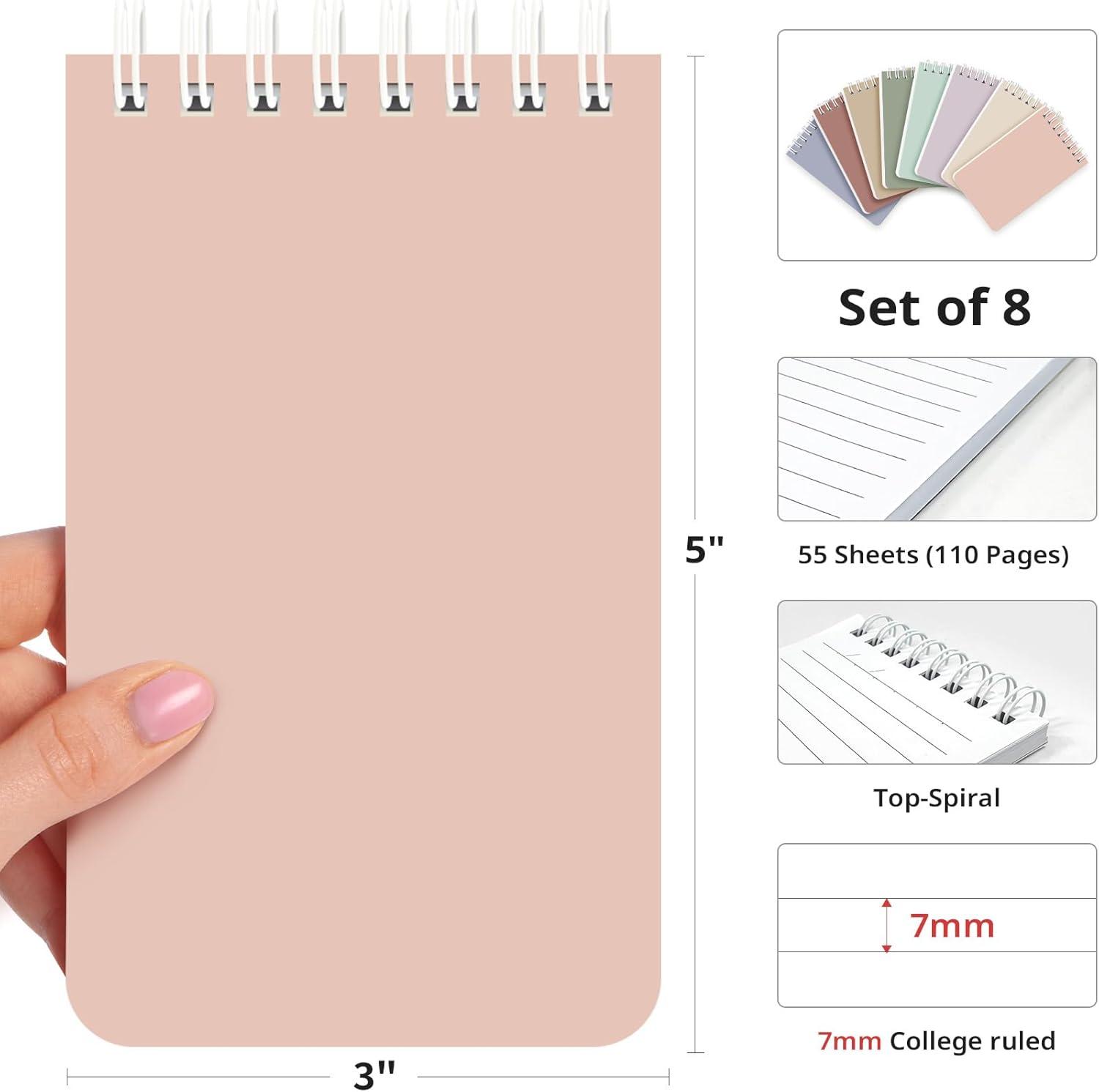 image:imageTaja Pocket Small Notebook 3 x 5 Set of 8 Mini Little Spiral Notebook Nursing Notepad Perfect for Work School Office Nurse Travel NeutralDEarthy Neutrals