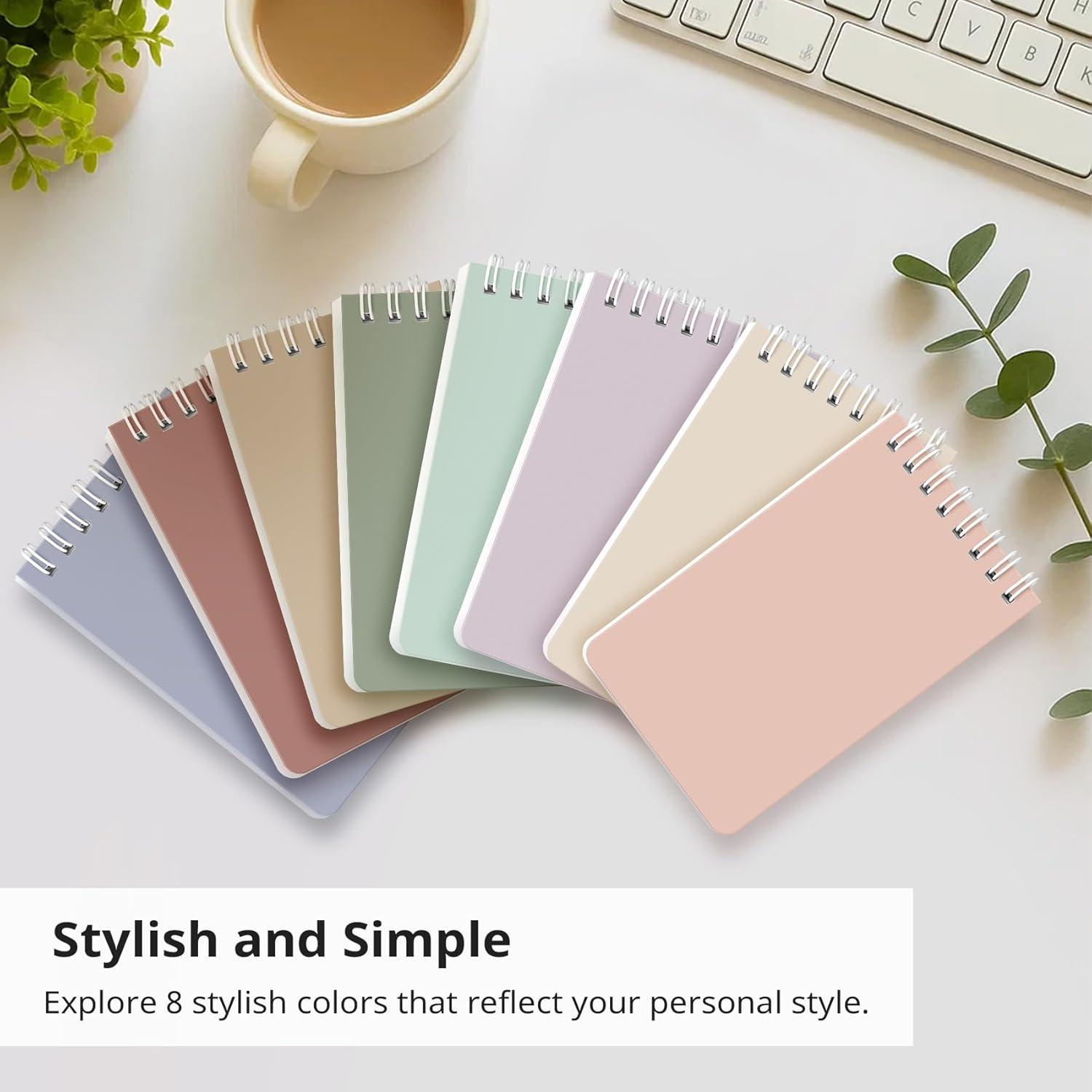image:imageTaja Pocket Small Notebook 3 x 5 Set of 8 Mini Little Spiral Notebook Nursing Notepad Perfect for Work School Office Nurse Travel NeutralDEarthy Neutrals