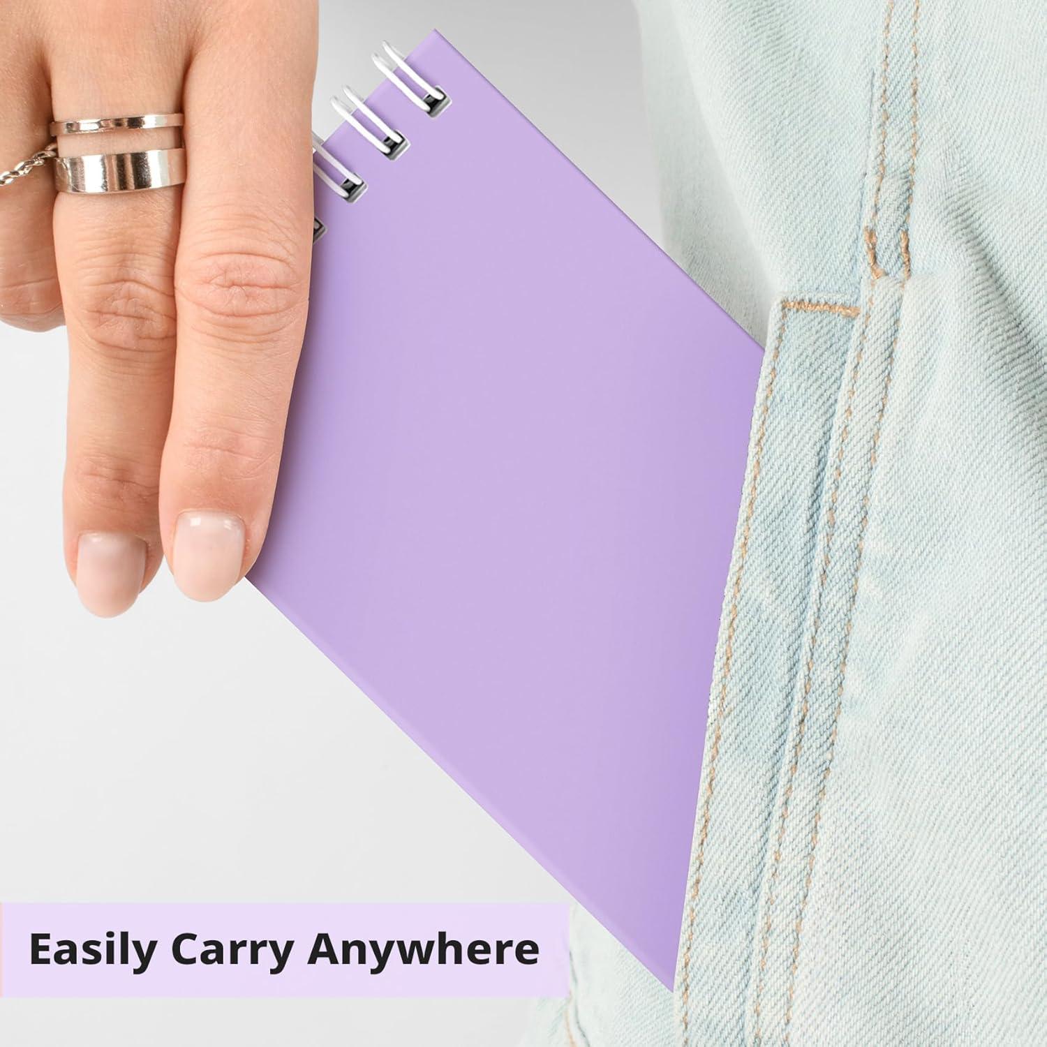 image:imageTaja Pocket Small Notebook 3 x 5 Set of 8 Mini Little Spiral Notebook Nursing Notepad Perfect for Work School Office Nurse Travel NeutralHLilac Purple