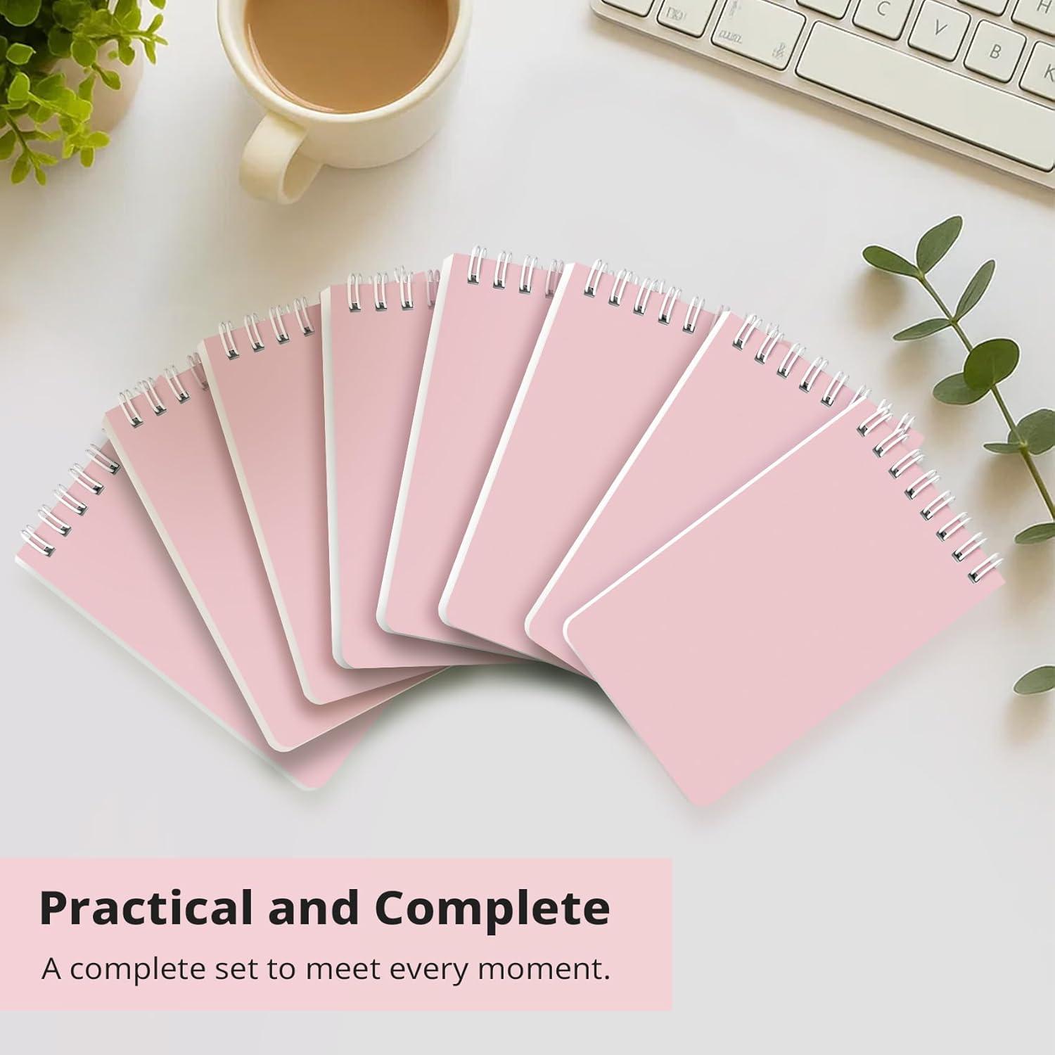 image:imageTaja Pocket Small Notebook 3 x 5 Set of 8 Mini Little Spiral Notebook Nursing Notepad Perfect for Work School Office Nurse Travel NeutralHPink