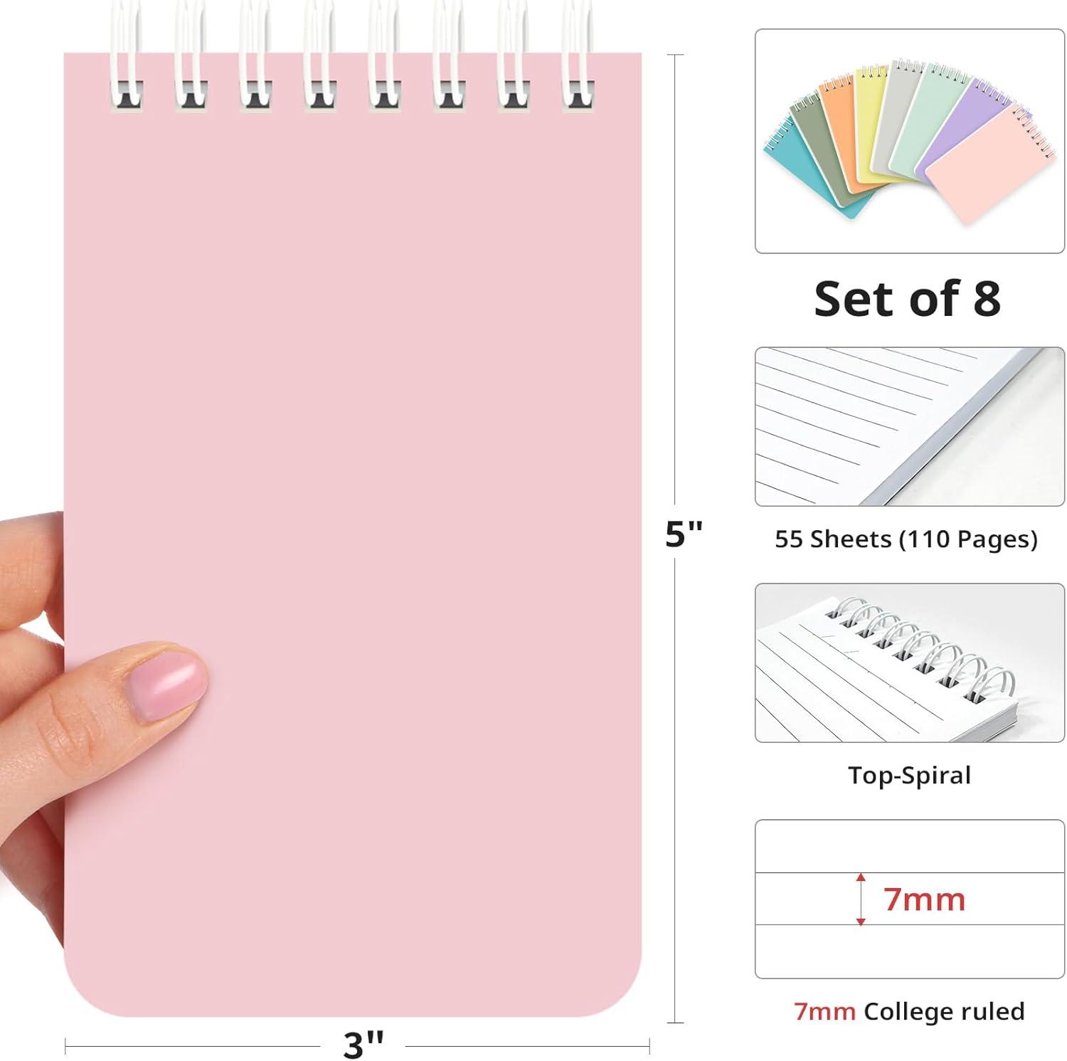 image:imageTaja Pocket Small Notebook 3 x 5 Set of 8 Mini Little Spiral Notebook Nursing Notepad Perfect for Work School Office Nurse Travel NeutralJSoft Harmony4 Set