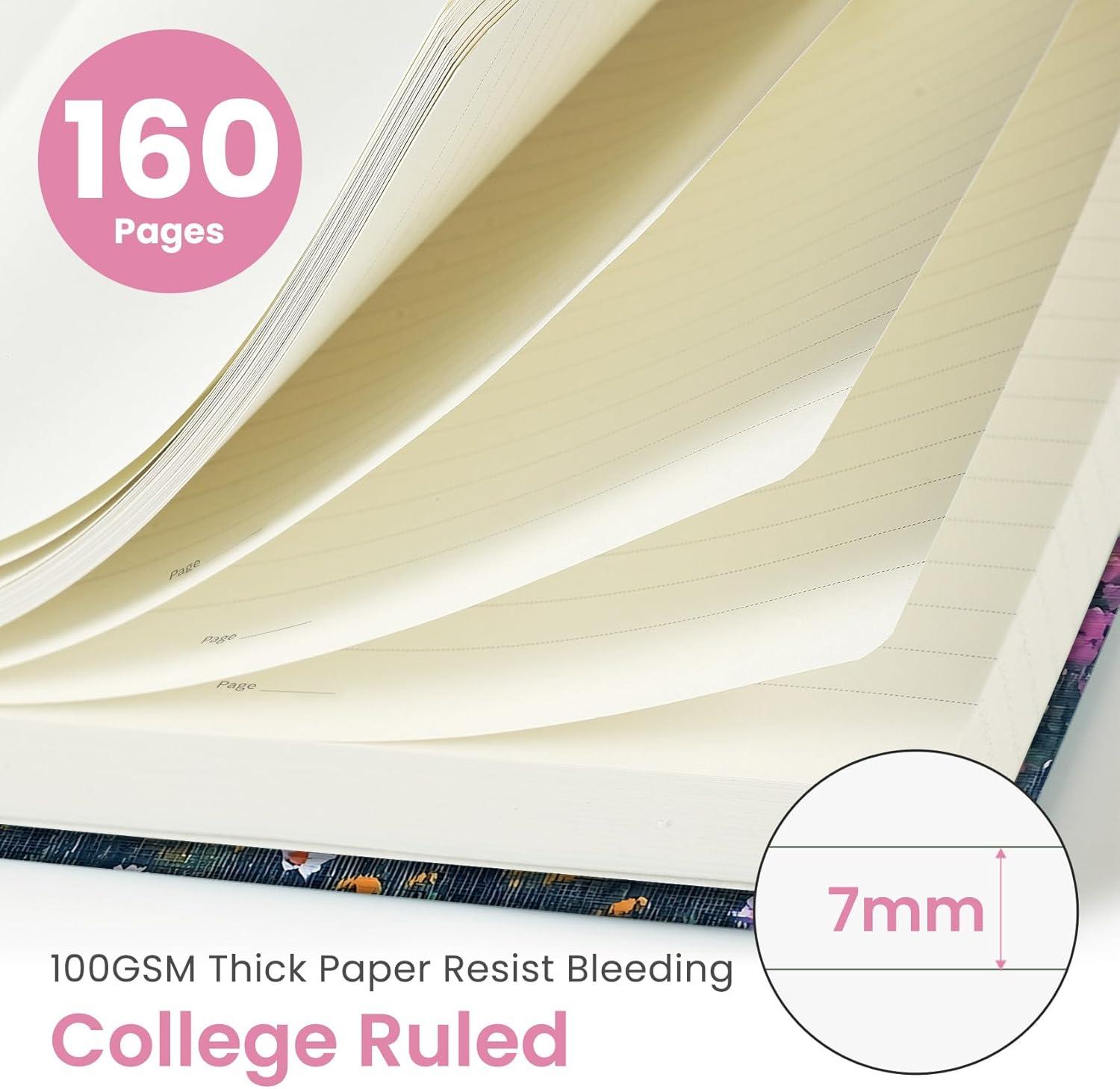 image:imageTaja Pretty Lined Journal for Women Aesthetic Cute Hardcover Leather Journal for Writing A5 College Ruled Notebook for Work amp Note Taking Perfect for Office School Home 160 Pages Meadow FlowersUTwilight Bloom