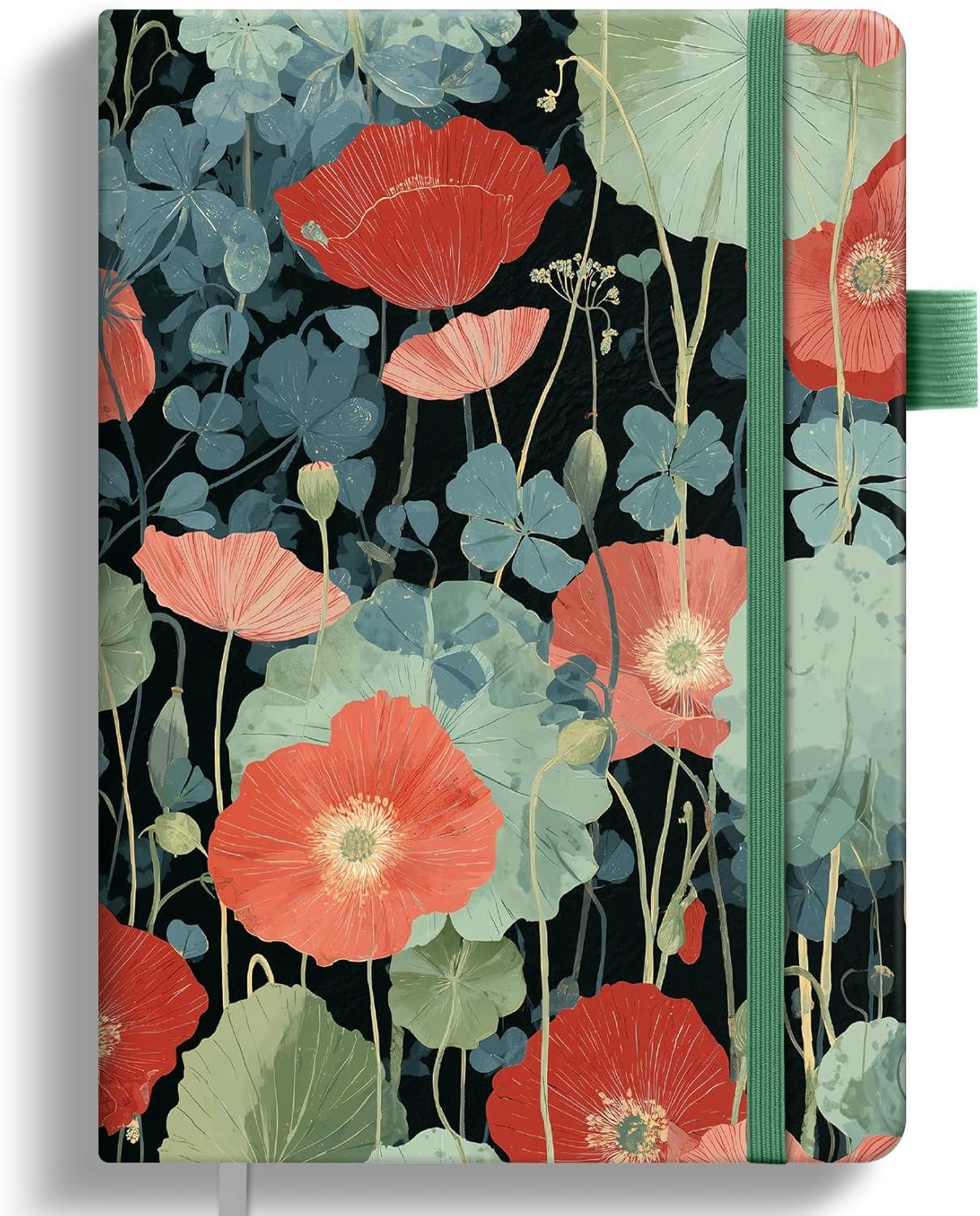 image:imageTaja Pretty Lined Journal for Women Aesthetic Cute Hardcover Leather Journal for Writing A5 College Ruled Notebook for Work amp Note Taking Perfect for Office School Home 160 Pages Meadow FlowersVPoppy Garden