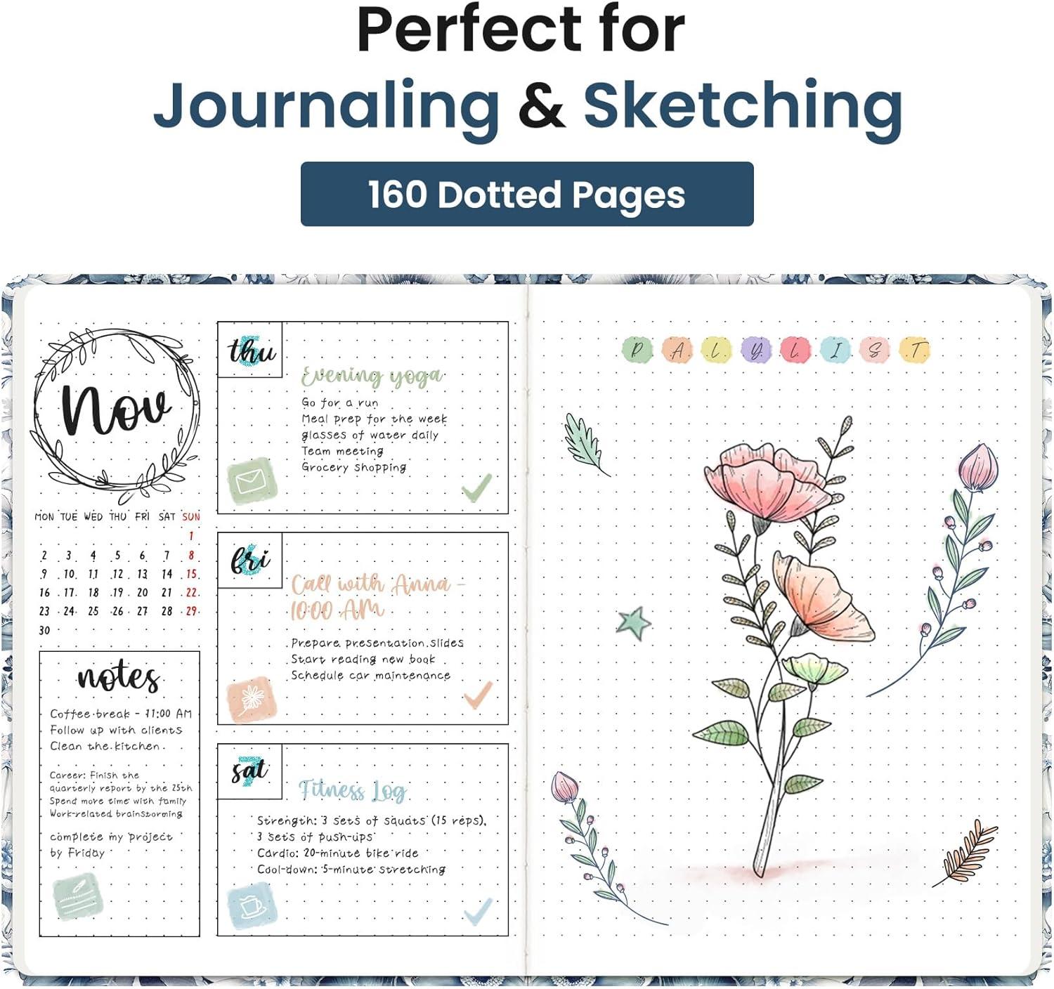 image:imageTaja Pretty Lined Journal for Women Aesthetic Cute Hardcover Leather Journal for Writing A5 College Ruled Notebook for Work amp Note Taking Perfect for Office School Home 160 Pages Meadow FlowersLBlue Floral