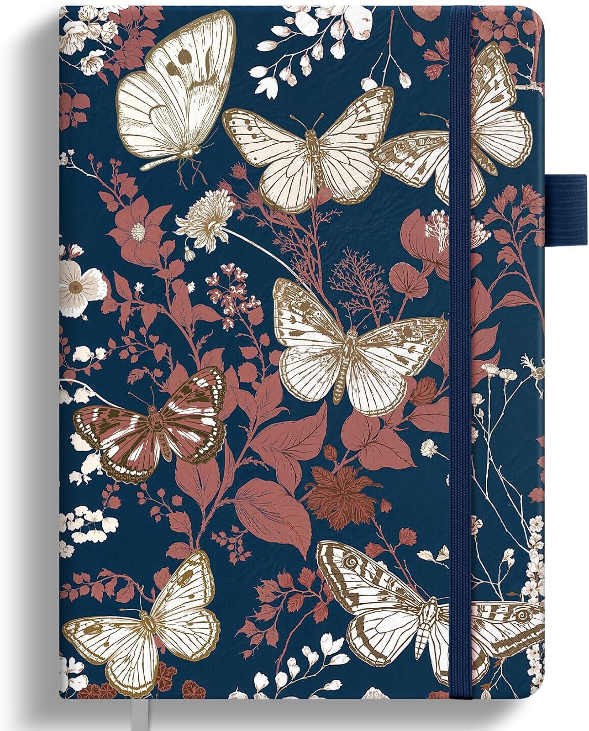 image:imageTaja Pretty Lined Journal for Women Aesthetic Cute Hardcover Leather Journal for Writing A5 College Ruled Notebook for Work amp Note Taking Perfect for Office School Home 160 Pages Meadow FlowersCGolden Flutter