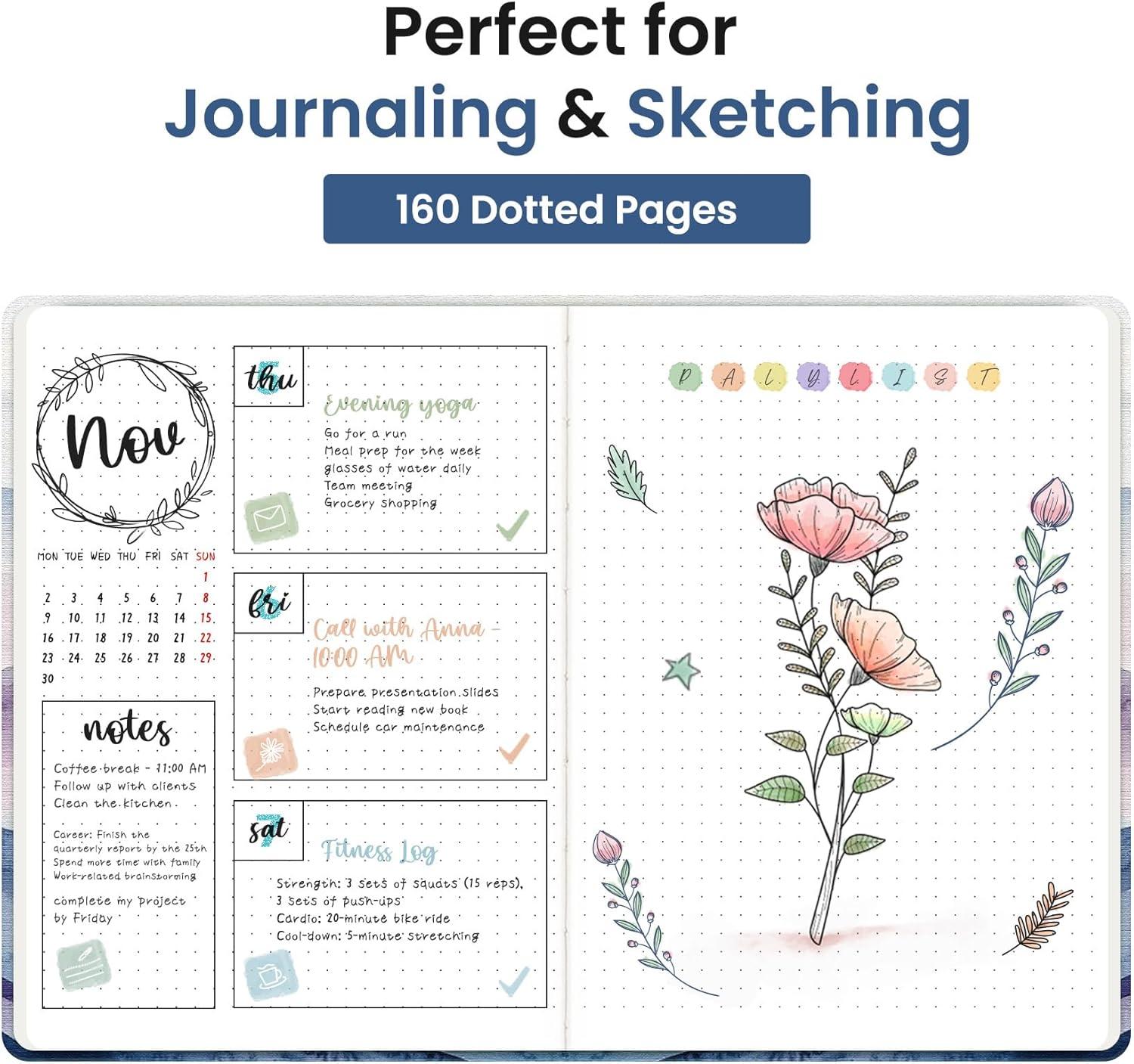 image:imageTaja Pretty Lined Journal for Women Aesthetic Cute Hardcover Leather Journal for Writing A5 College Ruled Notebook for Work amp Note Taking Perfect for Office School Home 160 Pages Meadow FlowersSDistant Peak