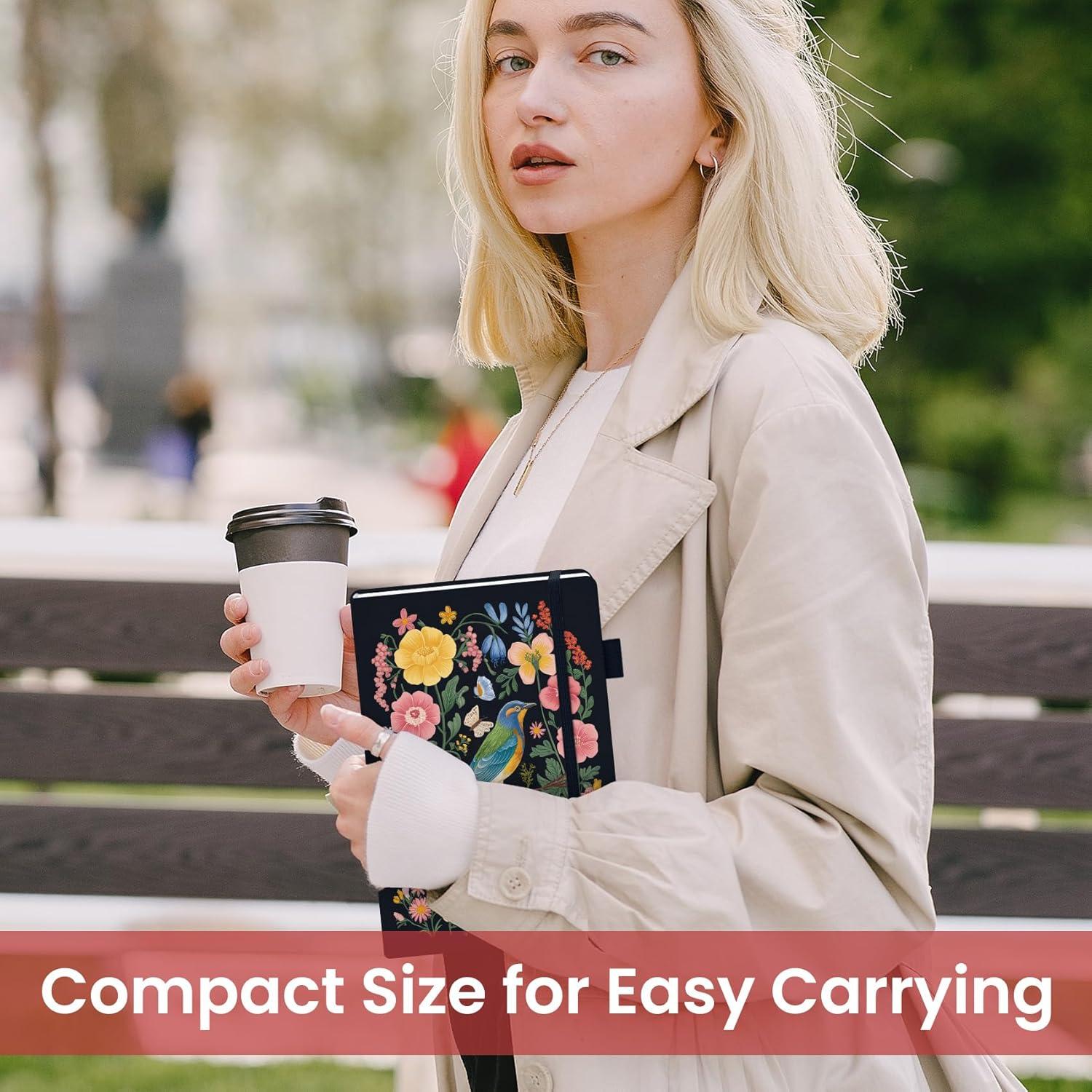 image:imageTaja Pretty Lined Journal for Women Aesthetic Cute Hardcover Leather Journal for Writing A5 College Ruled Notebook for Work amp Note Taking Perfect for Office School Home 160 Pages Meadow FlowersMGarden Bird