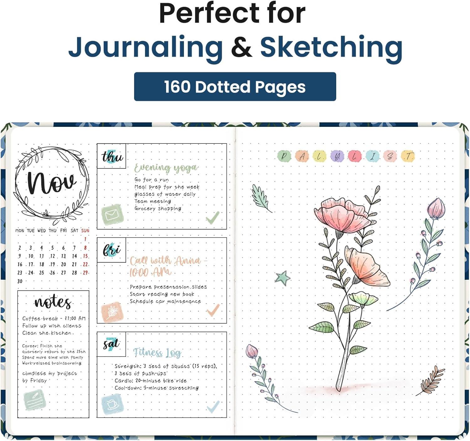 image:imageTaja Pretty Lined Journal for Women Aesthetic Cute Hardcover Leather Journal for Writing A5 College Ruled Notebook for Work amp Note Taking Perfect for Office School Home 160 Pages Meadow FlowersQPetal Array