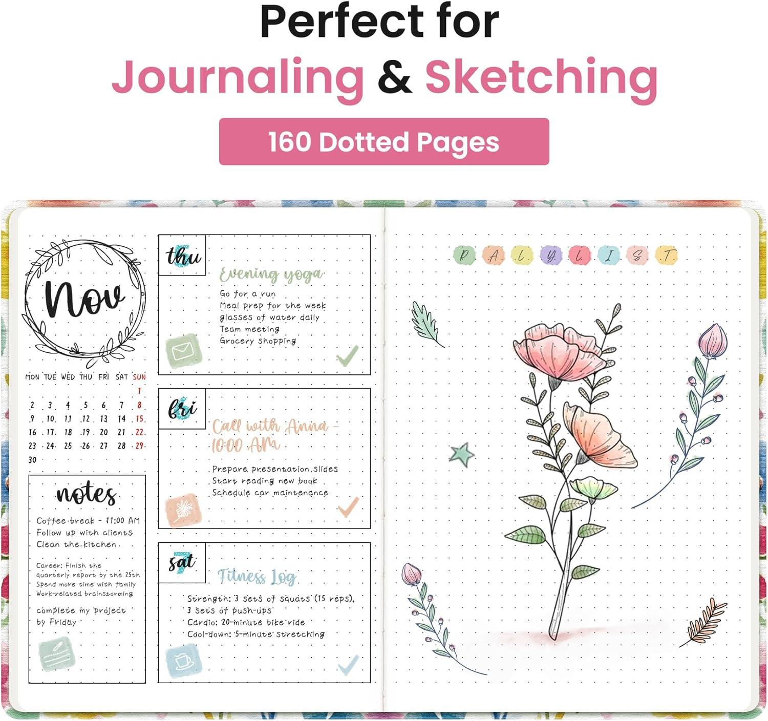image:imageTaja Pretty Lined Journal for Women Aesthetic Cute Hardcover Leather Journal for Writing A5 College Ruled Notebook for Work amp Note Taking Perfect for Office School Home 160 Pages Meadow FlowersKBloom Floral