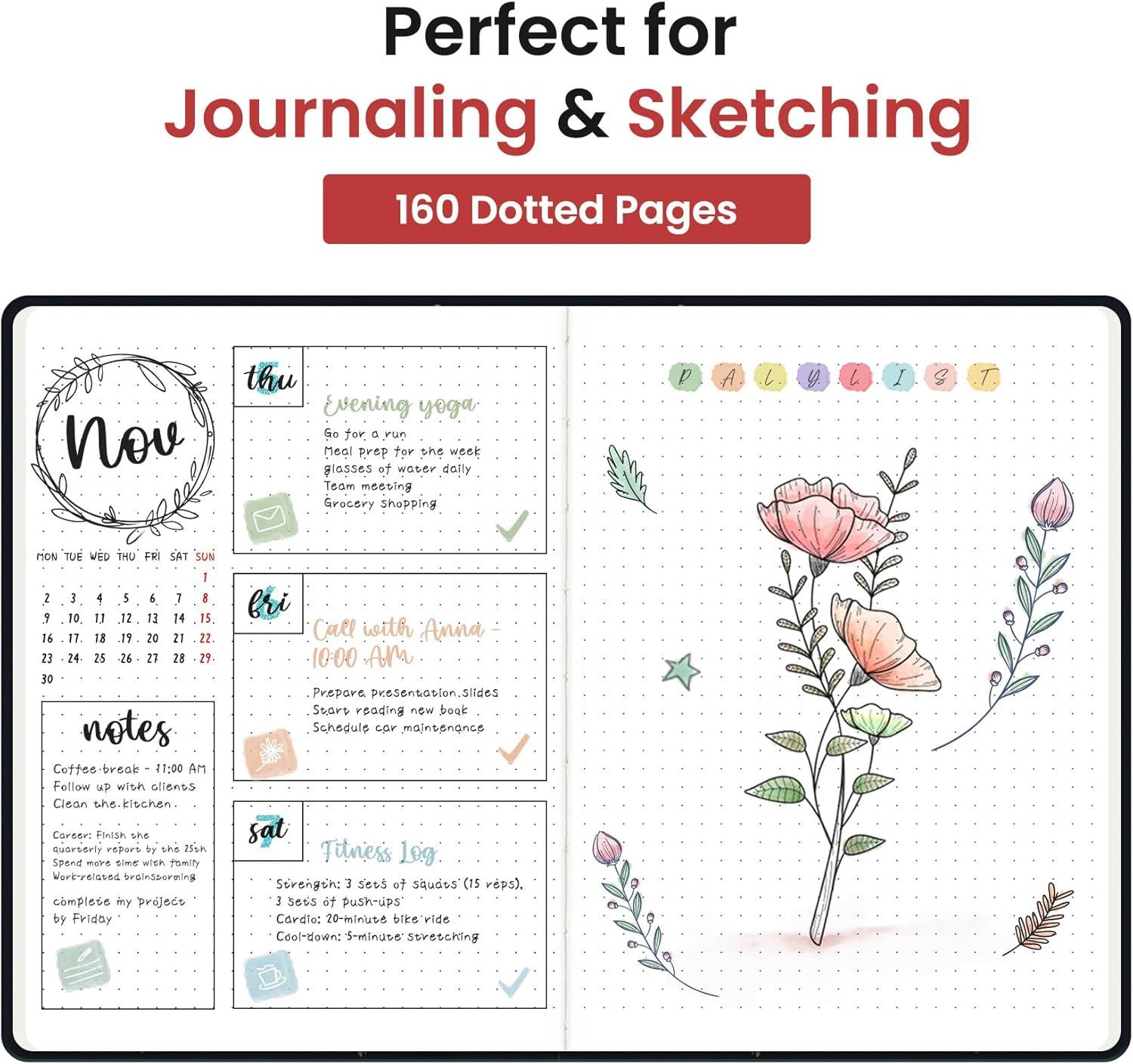 image:imageTaja Pretty Lined Journal for Women Aesthetic Cute Hardcover Leather Journal for Writing A5 College Ruled Notebook for Work amp Note Taking Perfect for Office School Home 160 Pages Meadow FlowersMGarden Bird