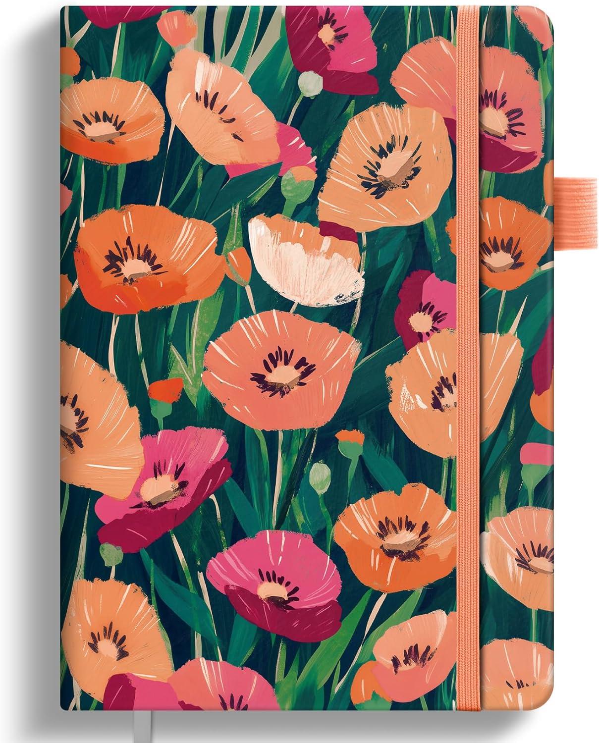 image:imageTaja Pretty Lined Journal for Women Aesthetic Cute Hardcover Leather Journal for Writing A5 College Ruled Notebook for Work amp Note Taking Perfect for Office School Home 160 Pages Meadow FlowersHGolden Blush