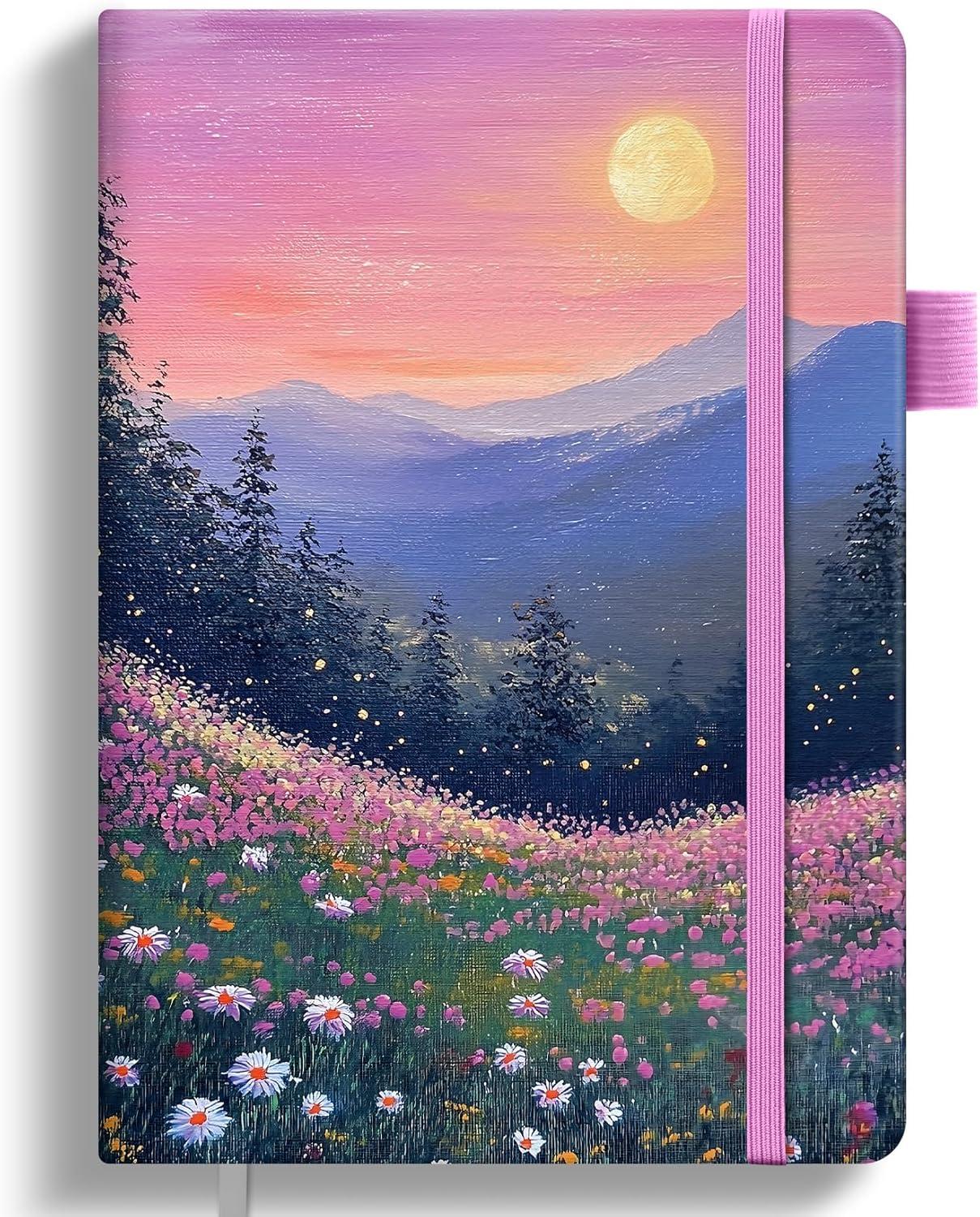 image:imageTaja Pretty Lined Journal for Women Aesthetic Cute Hardcover Leather Journal for Writing A5 College Ruled Notebook for Work amp Note Taking Perfect for Office School Home 160 Pages Meadow FlowersUTwilight Bloom