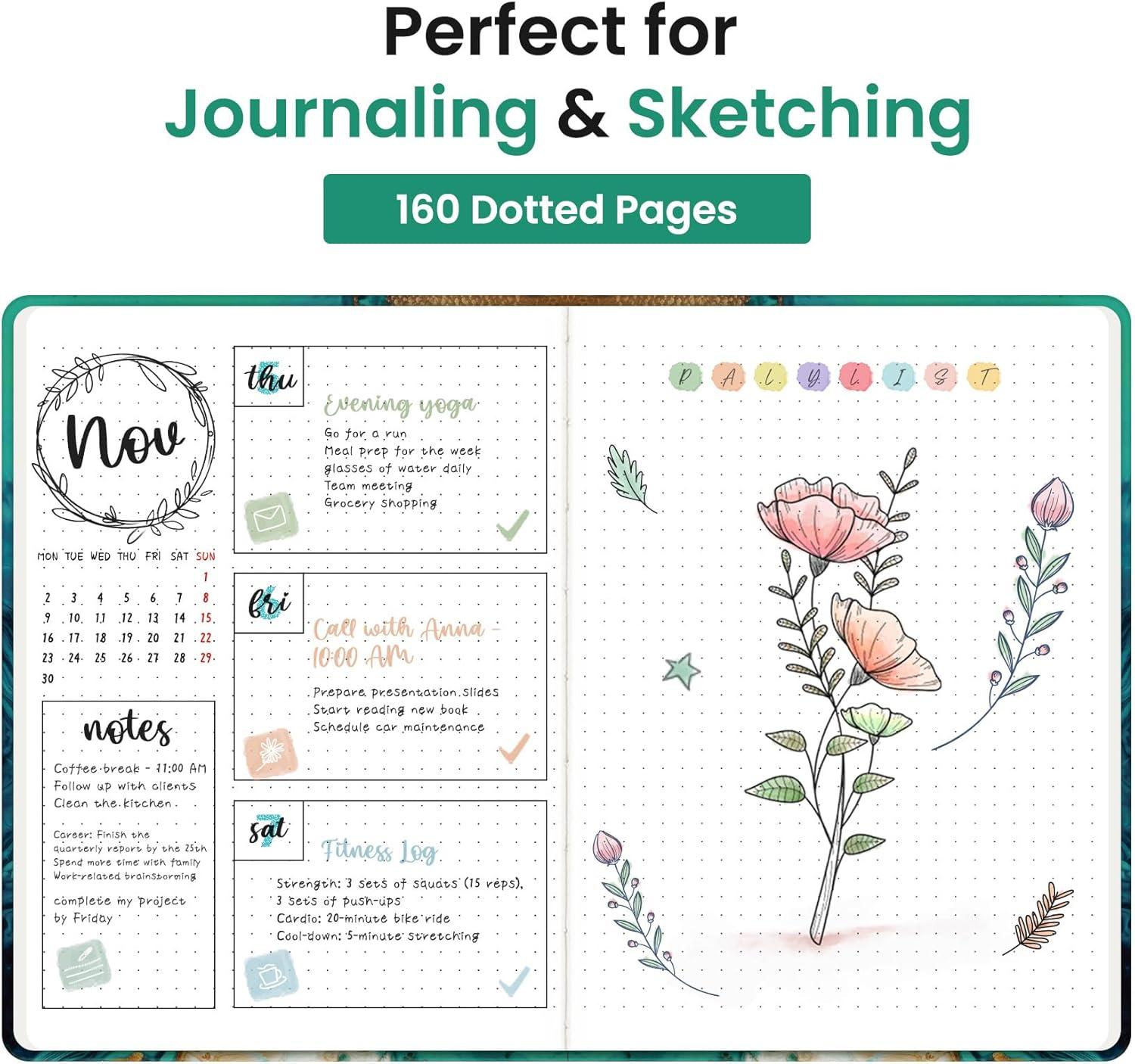 image:imageTaja Pretty Lined Journal for Women Aesthetic Cute Hardcover Leather Journal for Writing A5 College Ruled Notebook for Work amp Note Taking Perfect for Office School Home 160 Pages Meadow FlowersREmerald Shores