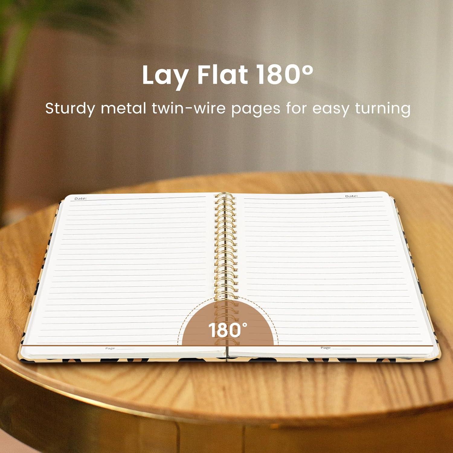 image:imageTaja Spiral Journal Notebook for Women Pretty Hardcover Lined Notebook for Work amp Note Taking Aesthetic Cute Journal for Writing 140 Pages 58x83 Petal ArrayNLeopard