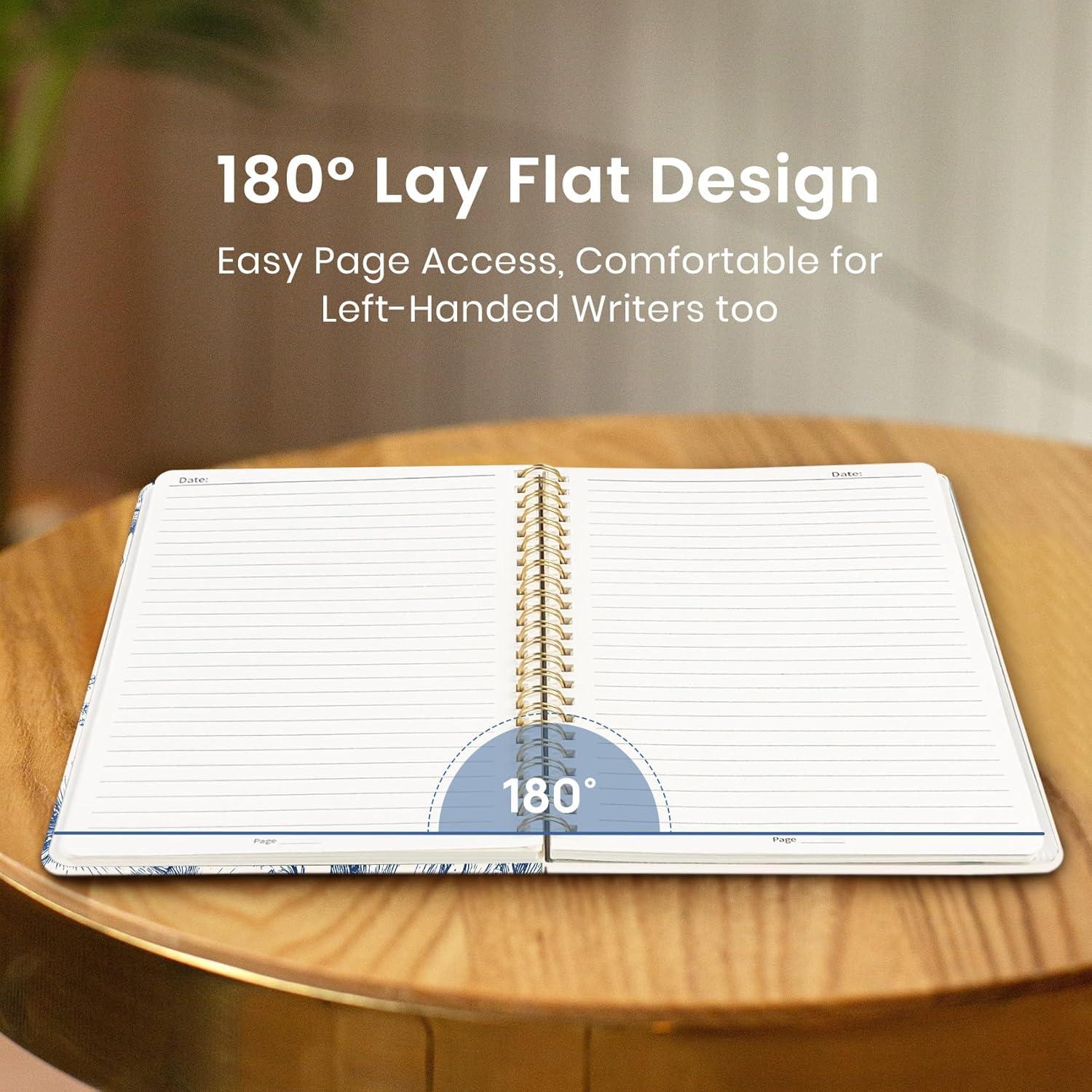 image:imageTaja Spiral Lined Journal for Women Notebook for Work with Pretty Cover 140 College Ruled Pages Hardcover Notebook for Journaling Note Taking Bible Study Color SplashKBlue Elegance