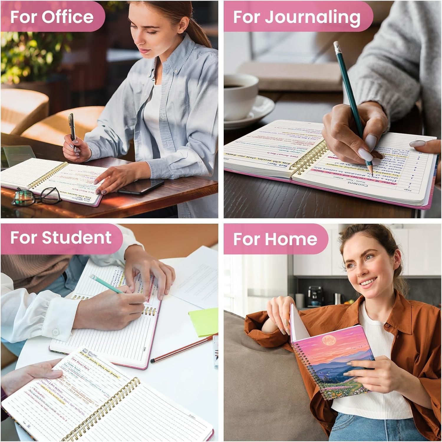 image:imageTaja Spiral Lined Journal for Women Notebook for Work with Pretty Cover 140 College Ruled Pages Hardcover Notebook for Journaling Note Taking Bible Study Color SplashRDreamscape Hills
