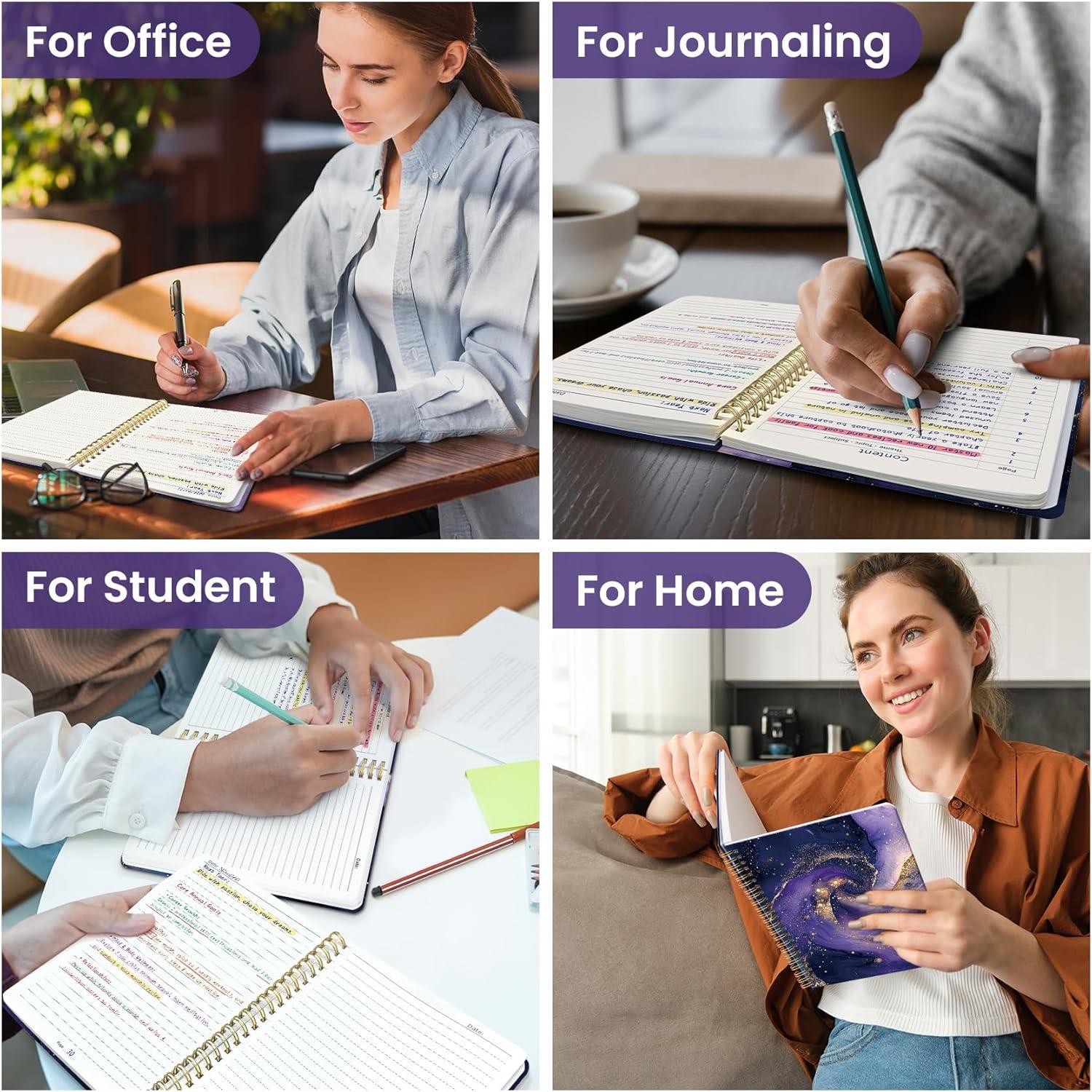 image:imageTaja Spiral Lined Journal for Women Notebook for Work with Pretty Cover 140 College Ruled Pages Hardcover Notebook for Journaling Note Taking Bible Study Color SplashXCosmic Amethyst