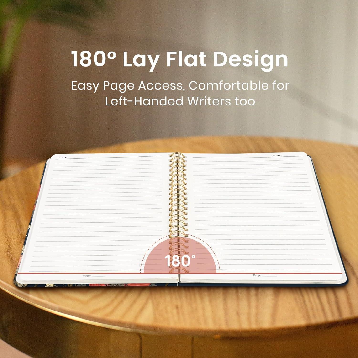 image:imageTaja Spiral Lined Journal for Women Notebook for Work with Pretty Cover 140 College Ruled Pages Hardcover Notebook for Journaling Note Taking Bible Study Color SplashPPoppy Field