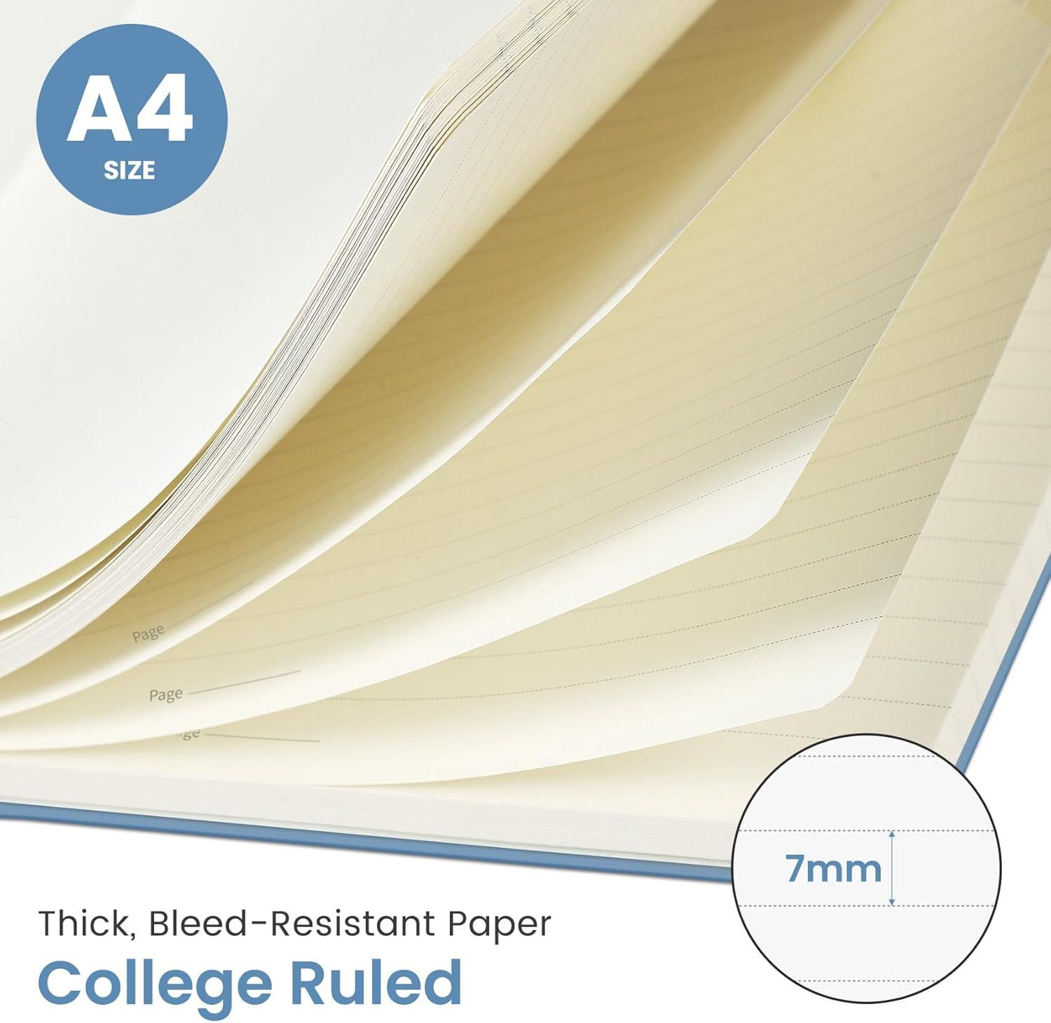 image:imageTaja Spiral Lined Notebook 85x11 Notebooks for Work Large A4 Journal for Women amp Men College Ruled Journaling Notebook for Writing Plastic Cover Spiral Journal PurpleNBlue