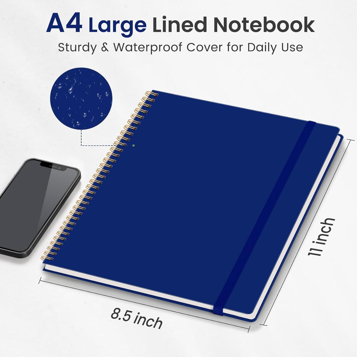 image:imageTaja Spiral Lined Notebook 85x11 Notebooks for Work Large A4 Journal for Women amp Men College Ruled Journaling Notebook for Writing Plastic Cover Spiral Journal PurpleDCobalt