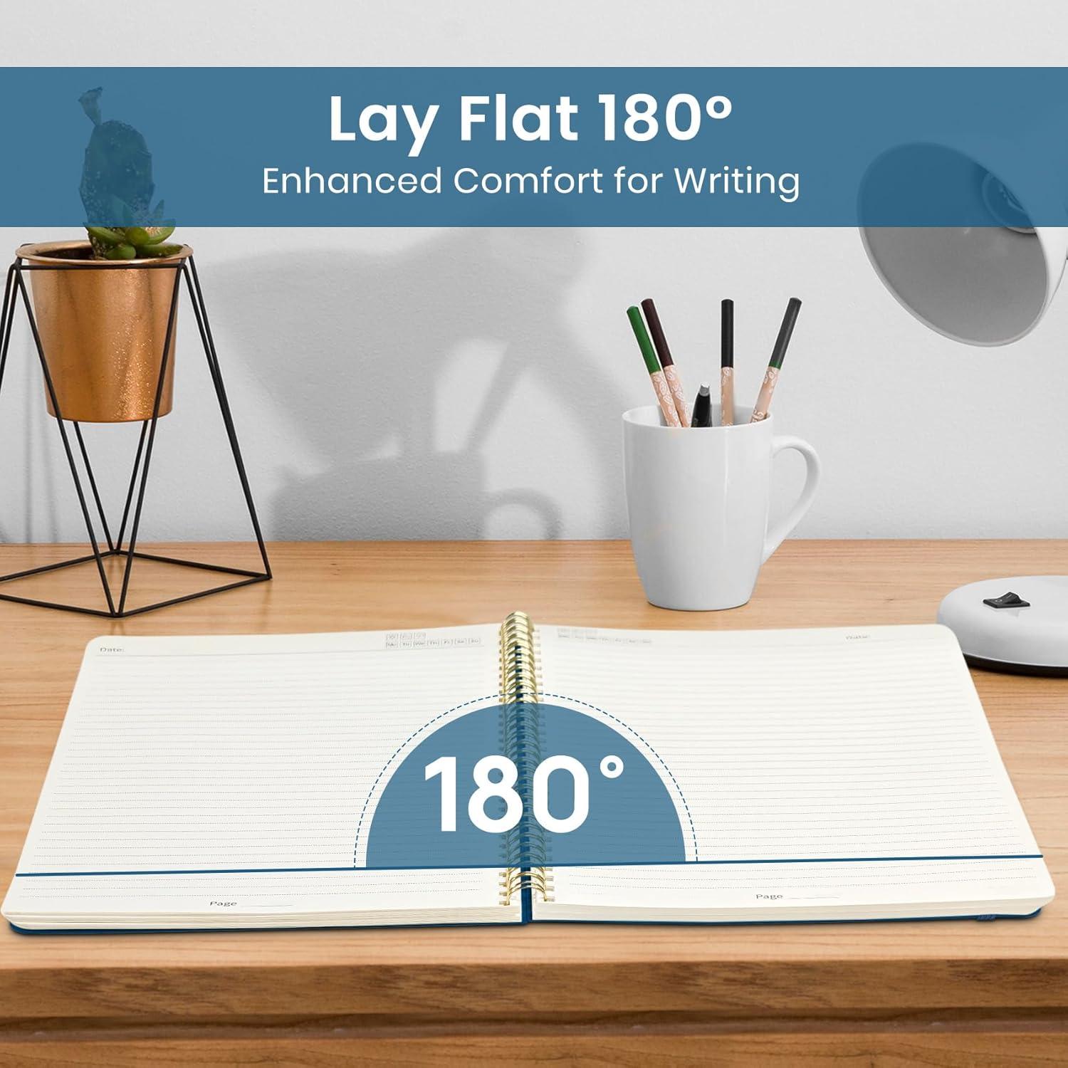 image:imageTaja Spiral Lined Notebook 85x11 Notebooks for Work Large A4 Journal for Women amp Men College Ruled Journaling Notebook for Writing Plastic Cover Spiral Journal PurpleL Navy Blue