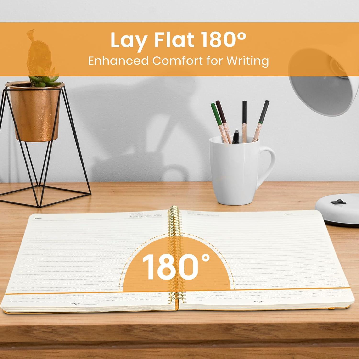 image:imageTaja Spiral Lined Notebook 85x11 Notebooks for Work Large A4 Journal for Women amp Men College Ruled Journaling Notebook for Writing Plastic Cover Spiral Journal PurpleN Yellow