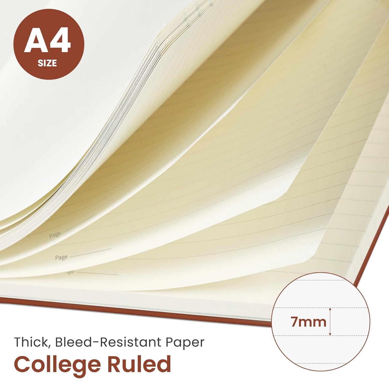 image:imageTaja Spiral Lined Notebook 85x11 Notebooks for Work Large A4 Journal for Women amp Men College Ruled Journaling Notebook for Writing Plastic Cover Spiral Journal PurpleC Rust Brown