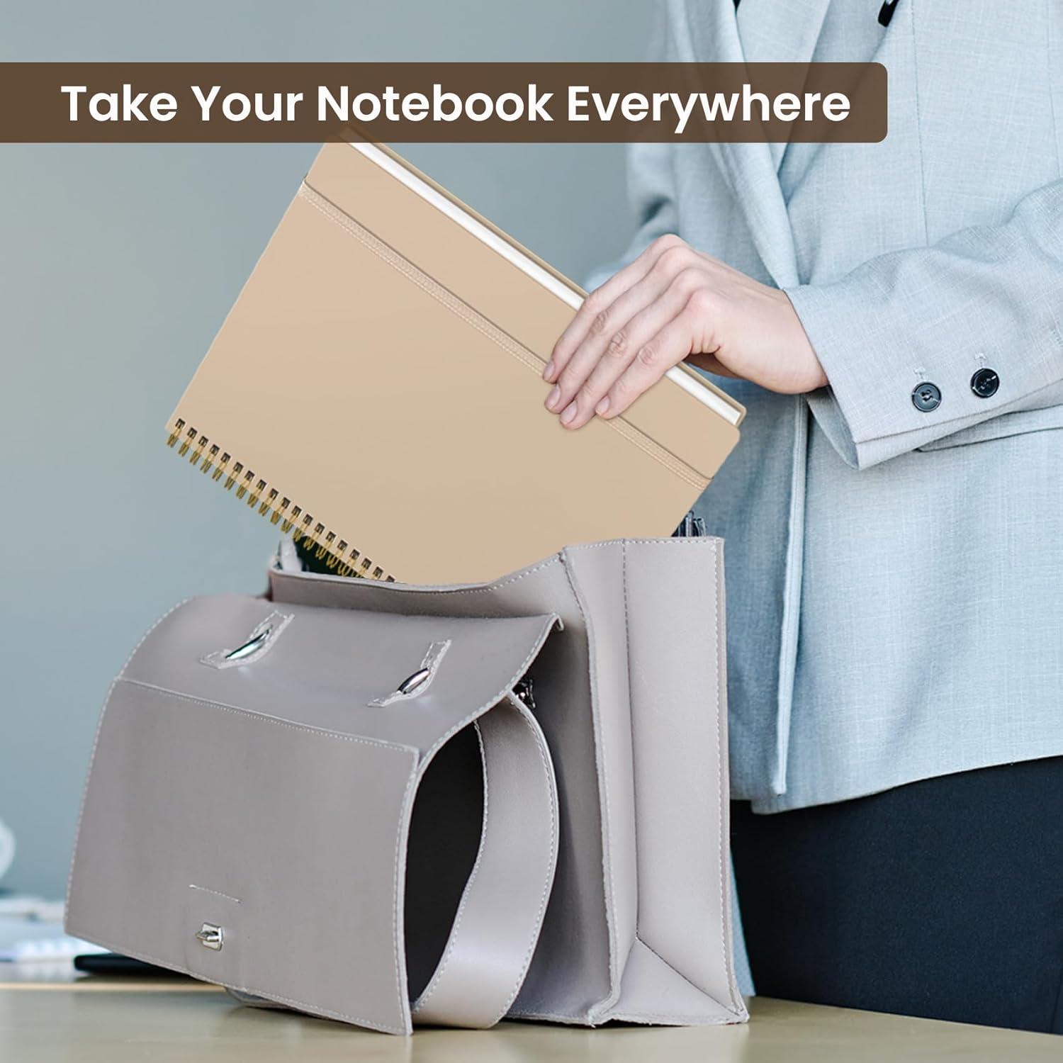 image:imageTaja Spiral Lined Notebook 85x11 Notebooks for Work Large A4 Journal for Women amp Men College Ruled Journaling Notebook for Writing Plastic Cover Spiral Journal PurpleKKhaki