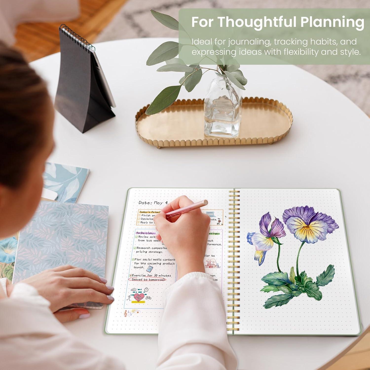 image:imageTaja Spiral Lined Notebook 85x11 Notebooks for Work Large A4 Journal for Women amp Men College Ruled Journaling Notebook for Writing Plastic Cover Spiral Journal PurpleBGreen
