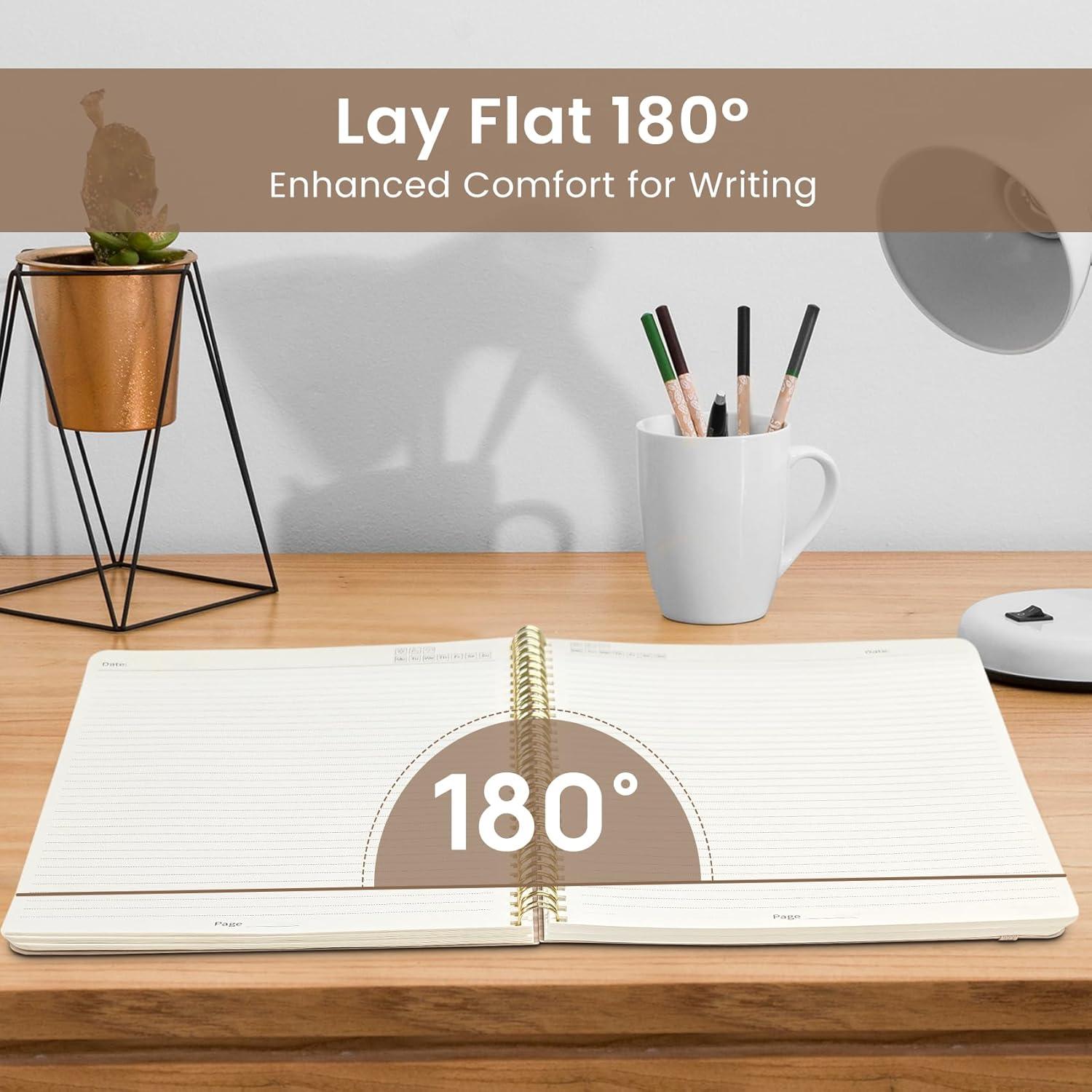 image:imageTaja Spiral Lined Notebook 85x11 Notebooks for Work Large A4 Journal for Women amp Men College Ruled Journaling Notebook for Writing Plastic Cover Spiral Journal PurpleKKhaki