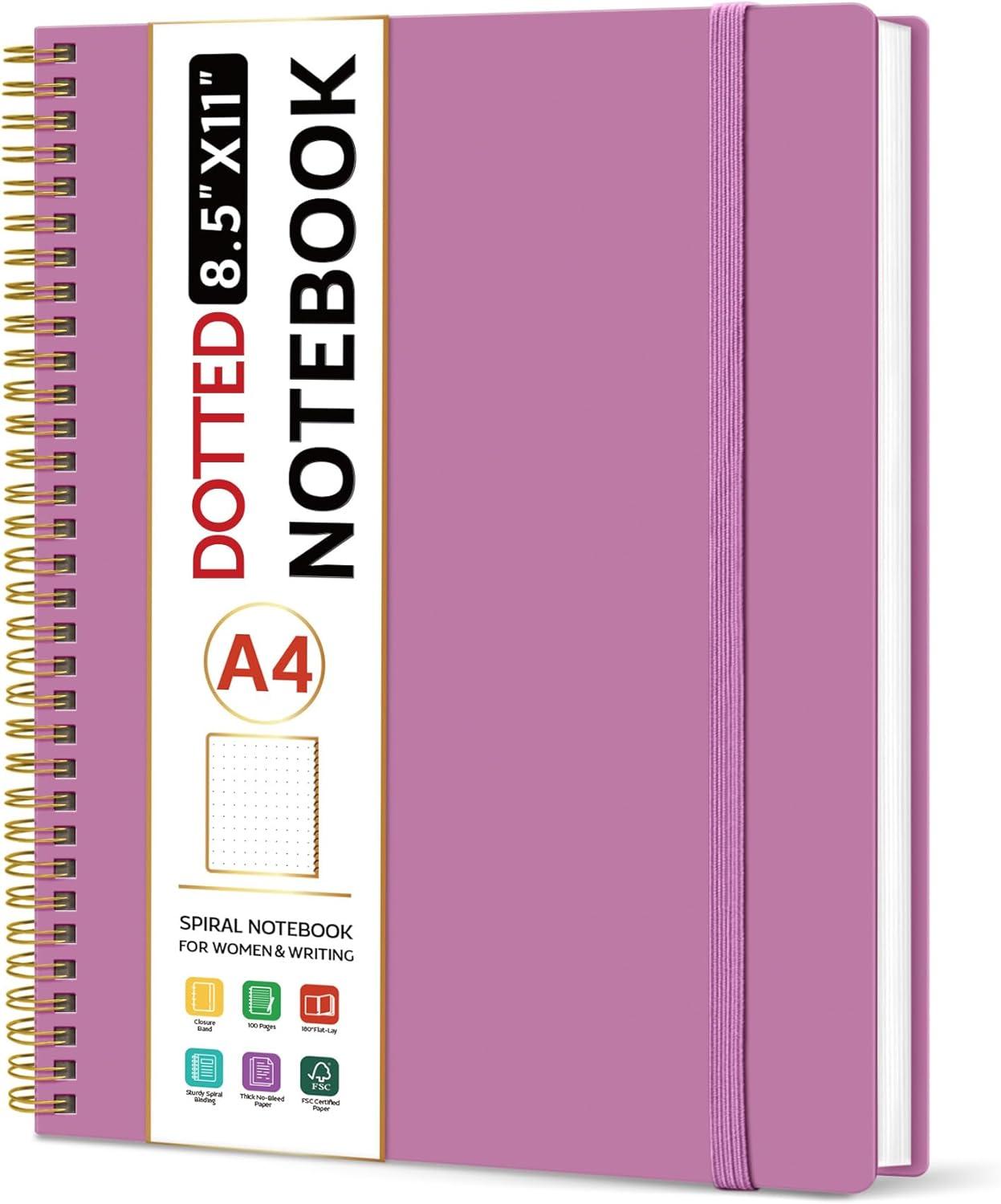 image:imageTaja Spiral Lined Notebook 85x11 Notebooks for Work Large A4 Journal for Women amp Men College Ruled Journaling Notebook for Writing Plastic Cover Spiral Journal PurpleAPurple