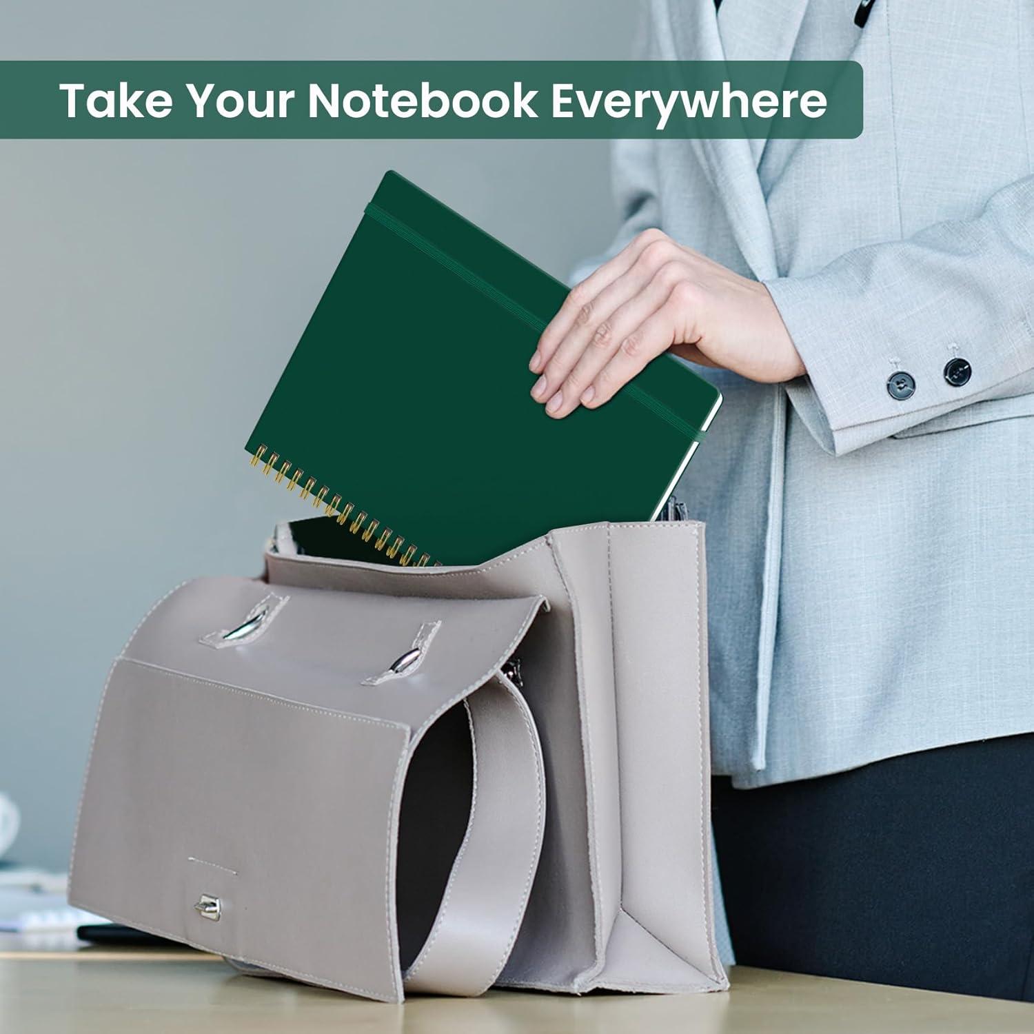 image:imageTaja Spiral Lined Notebook 85x11 Notebooks for Work Large A4 Journal for Women amp Men College Ruled Journaling Notebook for Writing Plastic Cover Spiral Journal PurpleL Dark Green