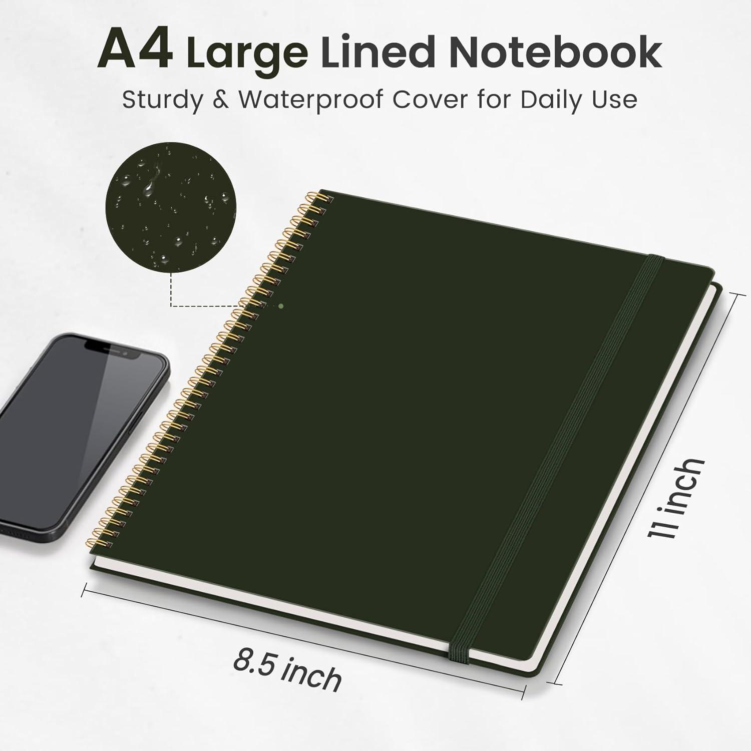 image:imageTaja Spiral Lined Notebook 85x11 Notebooks for Work Large A4 Journal for Women amp Men College Ruled Journaling Notebook for Writing Plastic Cover Spiral Journal PurpleHOlive