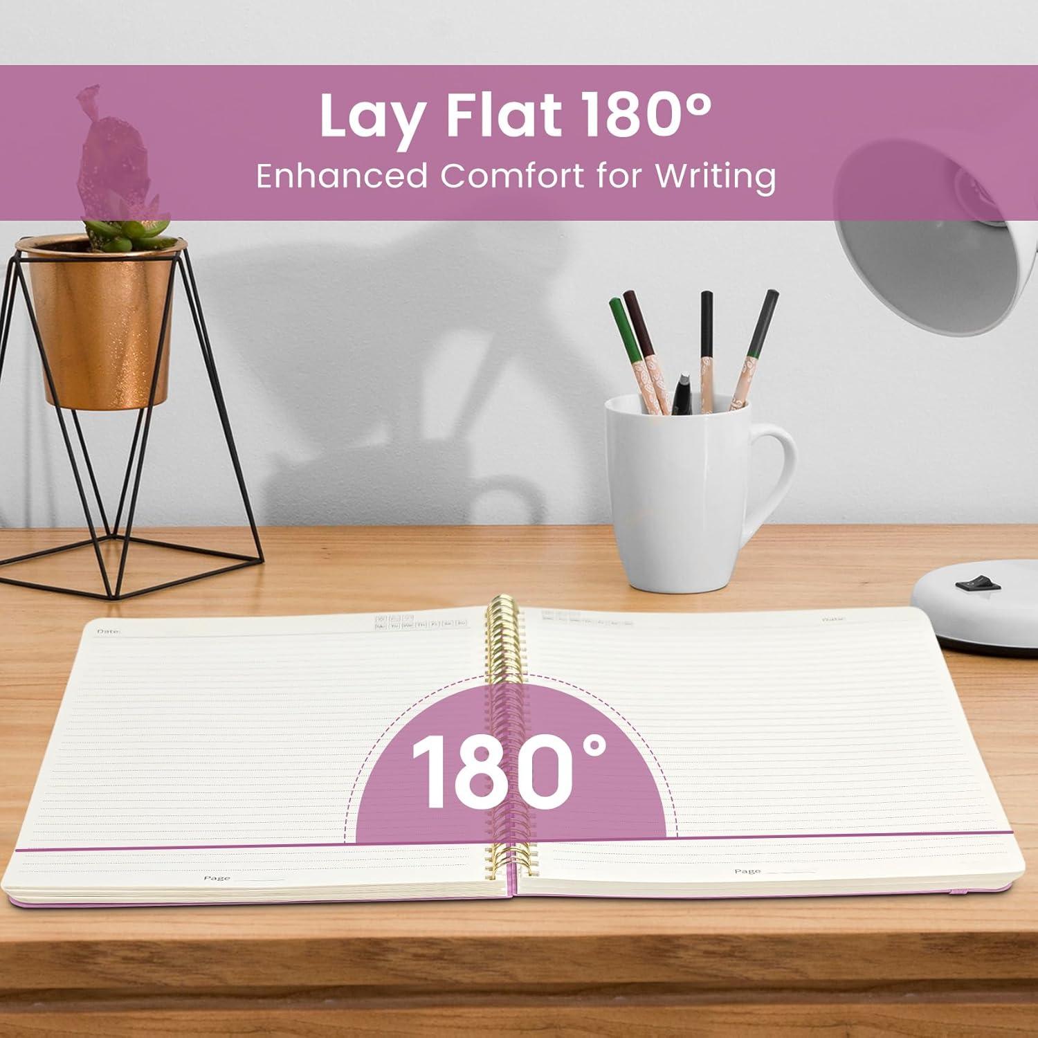 image:imageTaja Spiral Lined Notebook 85x11 Notebooks for Work Large A4 Journal for Women amp Men College Ruled Journaling Notebook for Writing Plastic Cover Spiral Journal PurpleAPurple