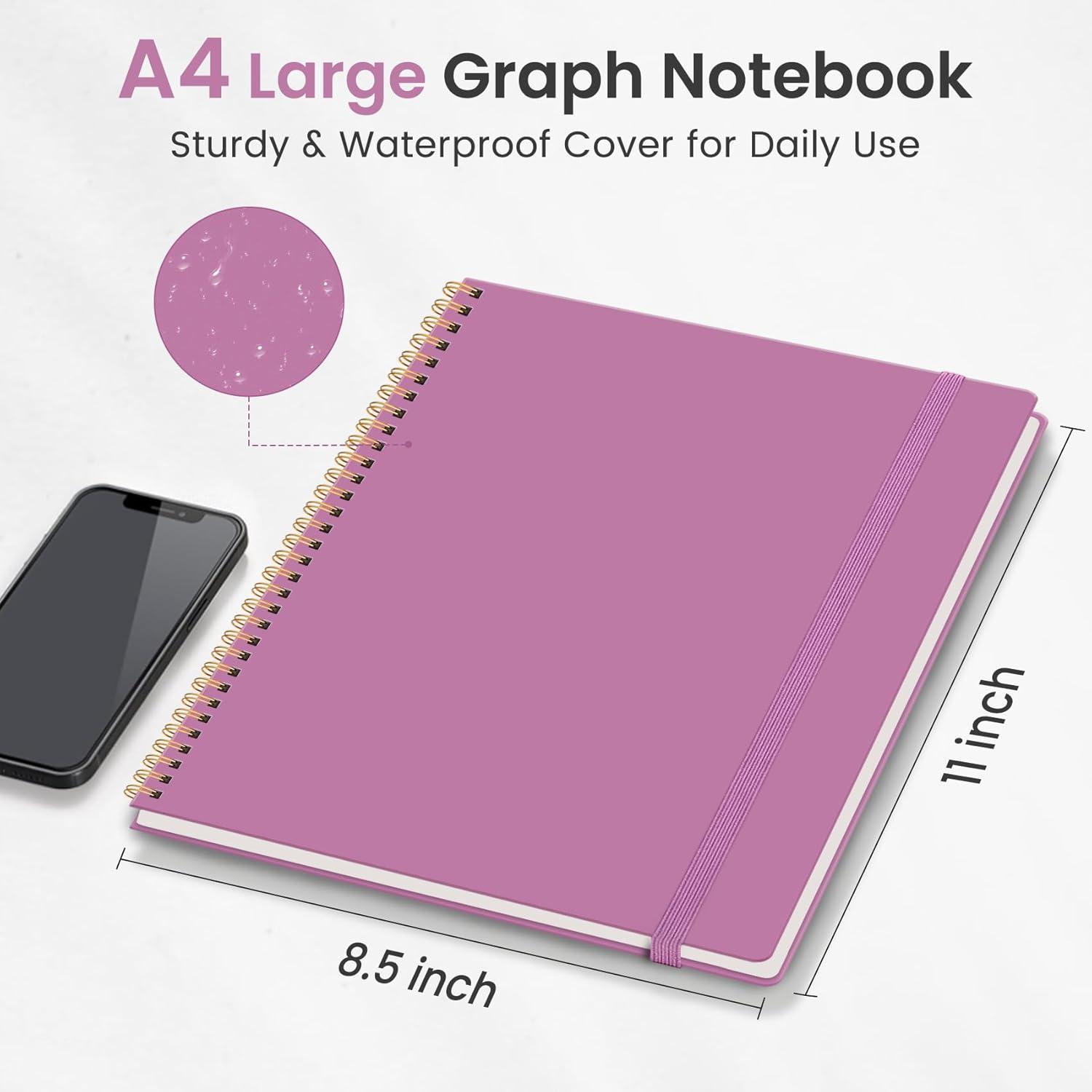 image:imageTaja Spiral Lined Notebook 85x11 Notebooks for Work Large A4 Journal for Women amp Men College Ruled Journaling Notebook for Writing Plastic Cover Spiral Journal PurpleAPurple