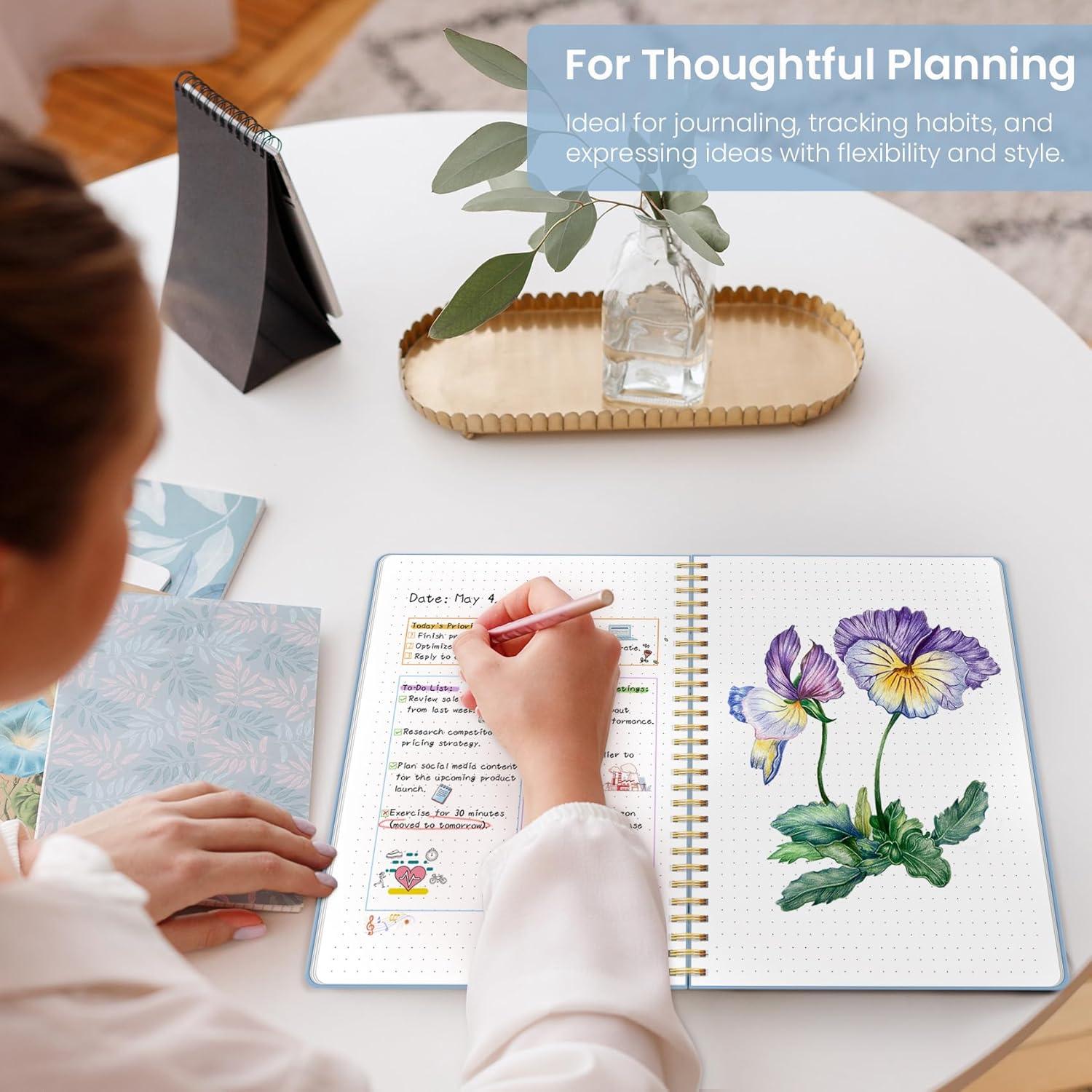 image:imageTaja Spiral Lined Notebook 85x11 Notebooks for Work Large A4 Journal for Women amp Men College Ruled Journaling Notebook for Writing Plastic Cover Spiral Journal PurpleCBlue