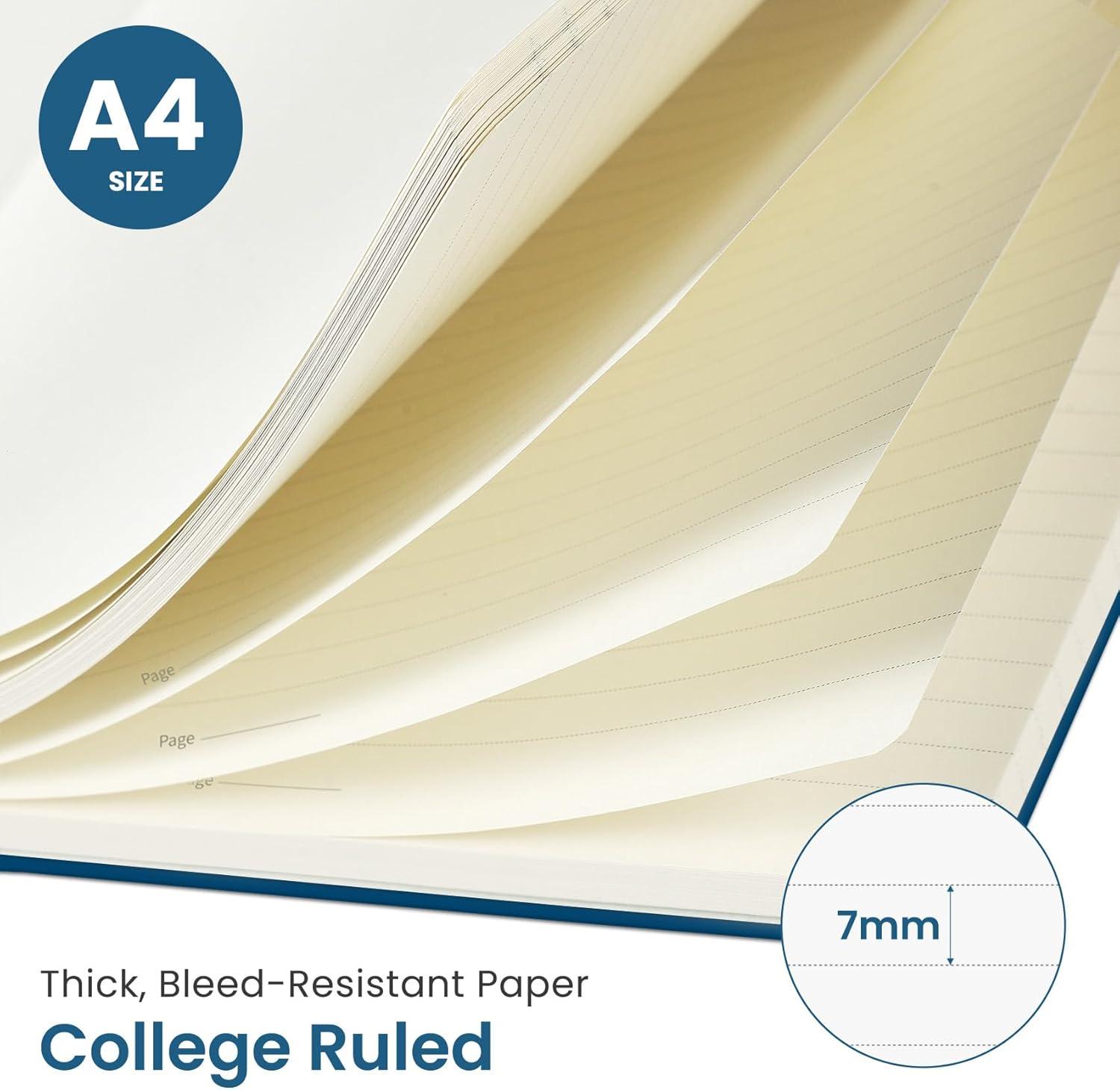 image:imageTaja Spiral Lined Notebook 85x11 Notebooks for Work Large A4 Journal for Women amp Men College Ruled Journaling Notebook for Writing Plastic Cover Spiral Journal PurpleL Navy Blue