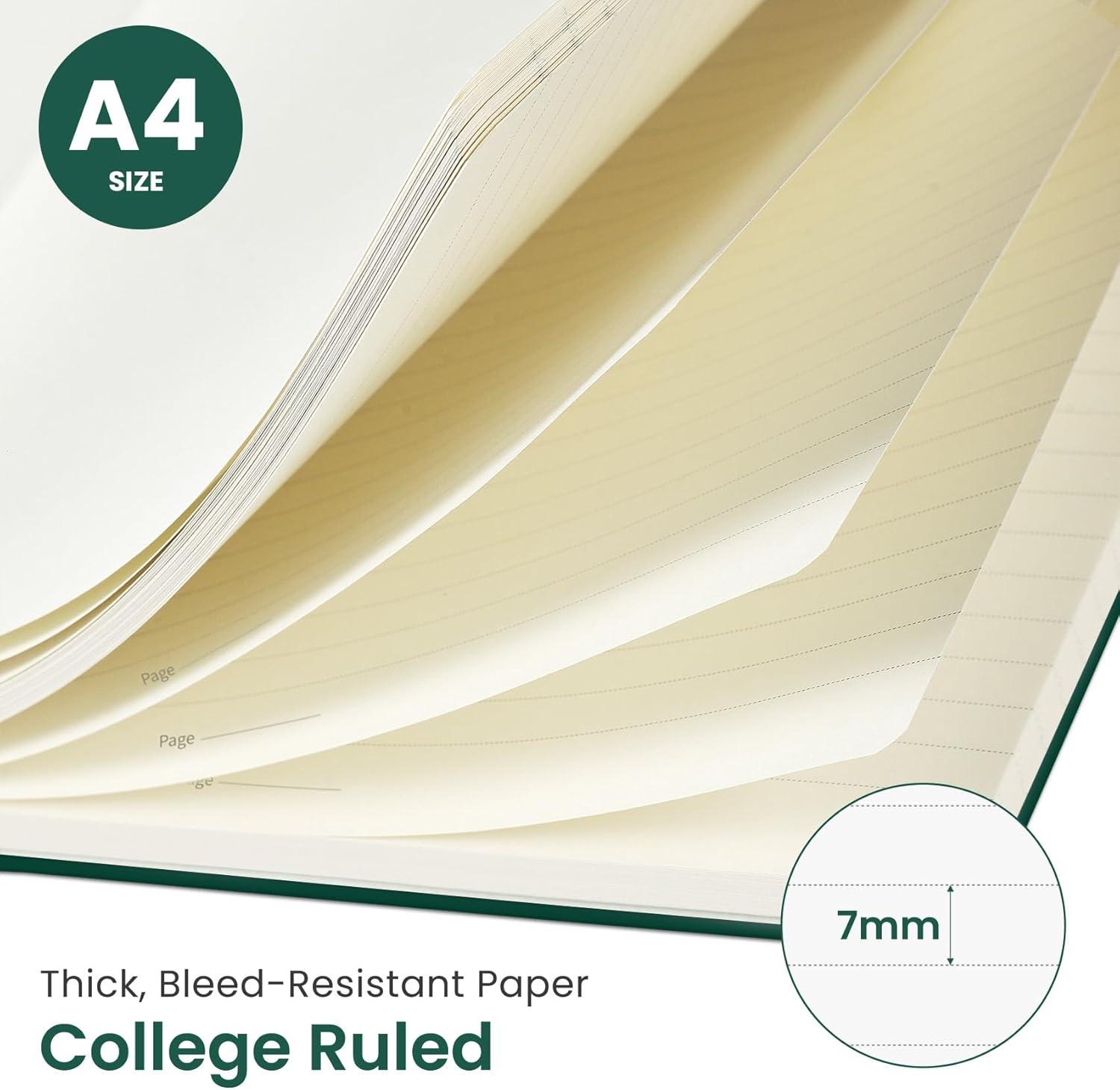 image:imageTaja Spiral Lined Notebook 85x11 Notebooks for Work Large A4 Journal for Women amp Men College Ruled Journaling Notebook for Writing Plastic Cover Spiral Journal PurpleL Dark Green