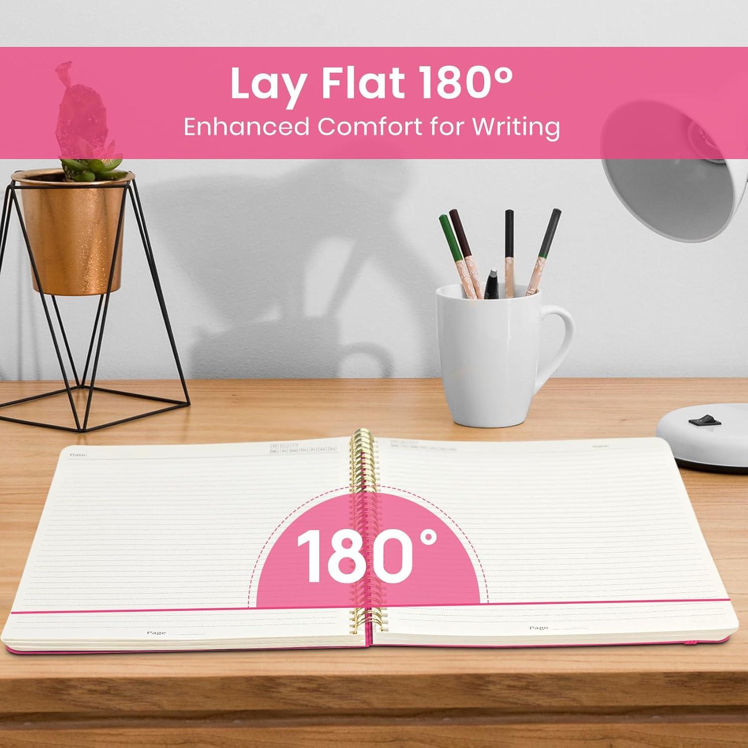 image:imageTaja Spiral Lined Notebook 85x11 Notebooks for Work Large A4 Journal for Women amp Men College Ruled Journaling Notebook for Writing Plastic Cover Spiral Journal PurpleM Berry Pink